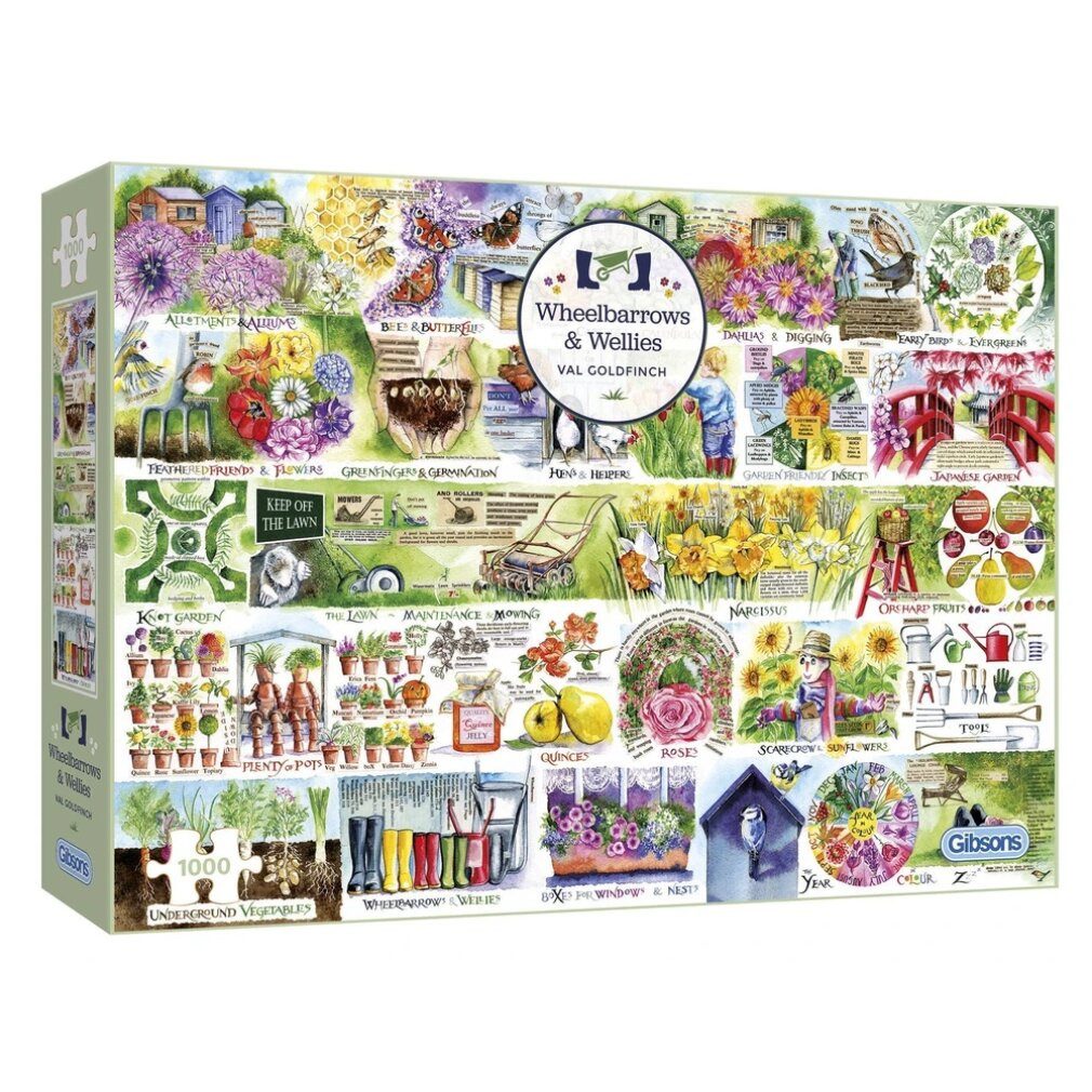 GIBSONS Puzzle Puzzle Schubkarren und Stiefel 1000 Teile, Puzzleteile