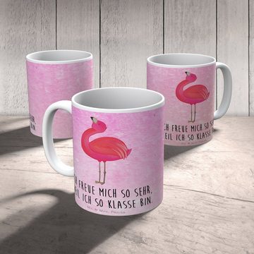 Mr. & Mrs. Panda Tasse Flamingo Stolz - Aquarell Pink - Geschenk, Tasse, Selbstliebe, Porzel, Keramik, Einzigartiges Botschaft