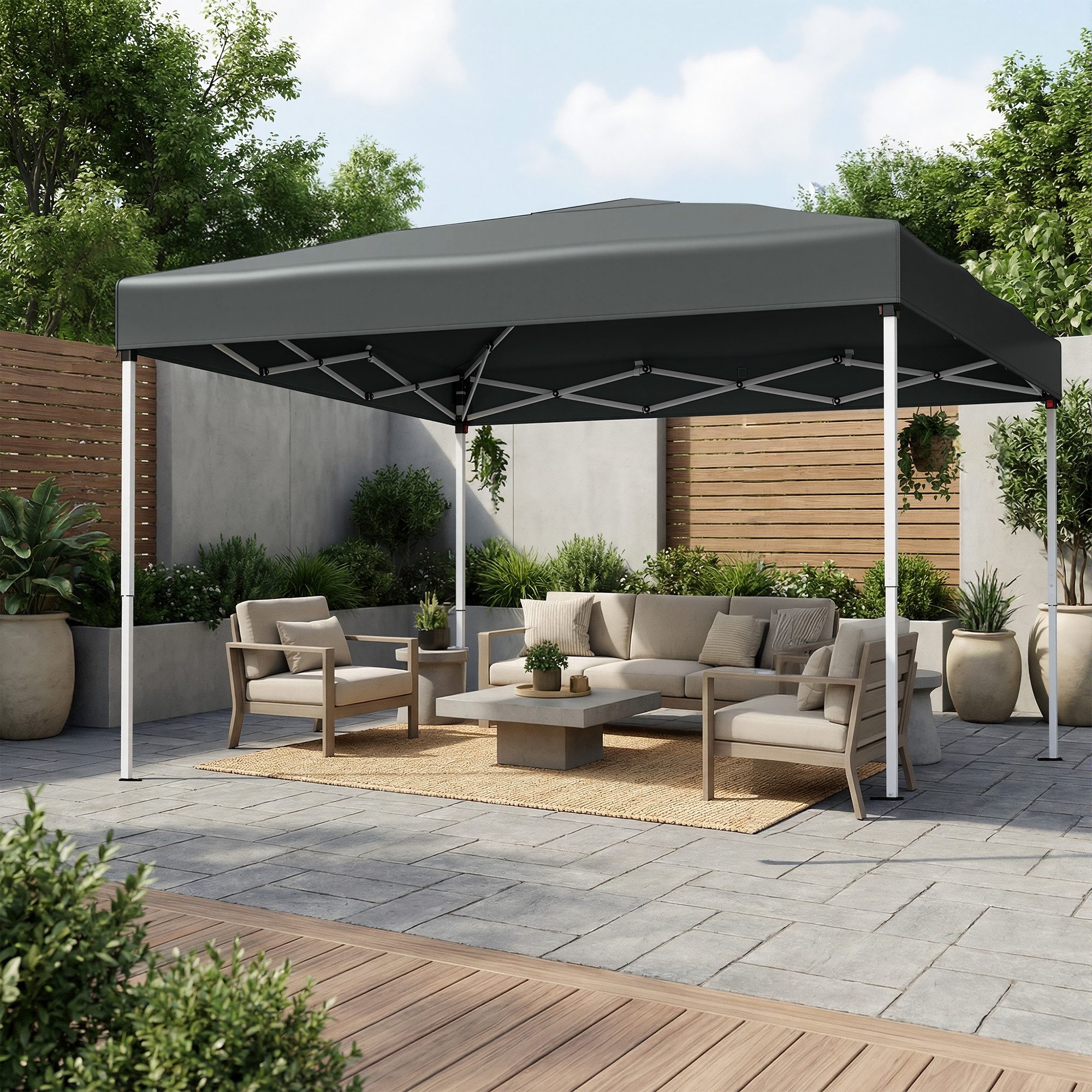 SONGMICS Pavillon 3 x 3m Pavillon für Garten, Faltzelt, mit 0 Seitenteilen, stabil, tragbar, Hof, Markt, Sonnenschutz