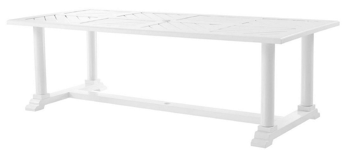 Casa Padrino Esstisch Luxus Esstisch Weiß 240 x 103 x H. 75 cm - Rechteckiger Küchentisch aus hochwertigen strapazierbarem Aluminium - Gartentisch