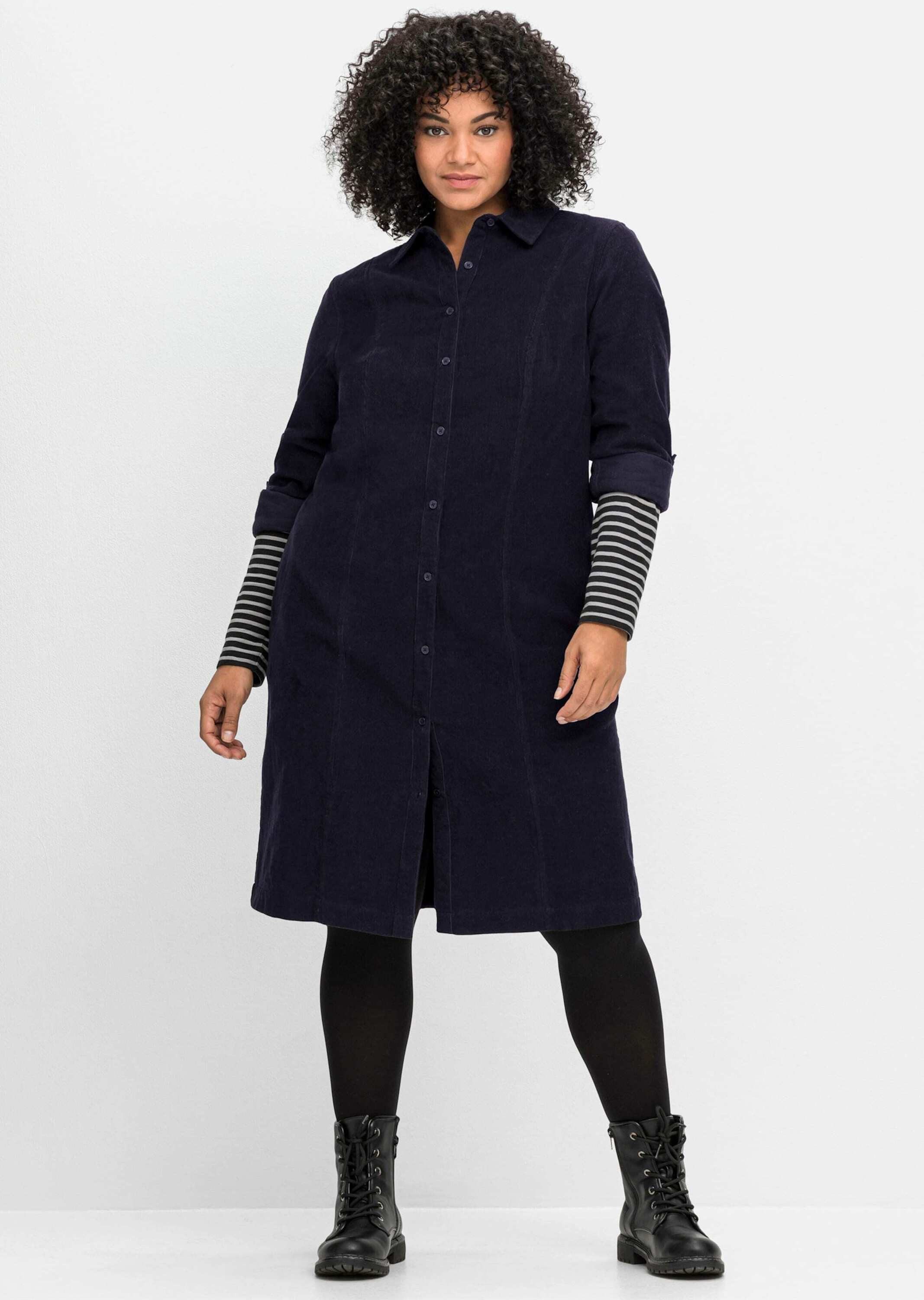 Etuikleid Cord-Kleid Langarm