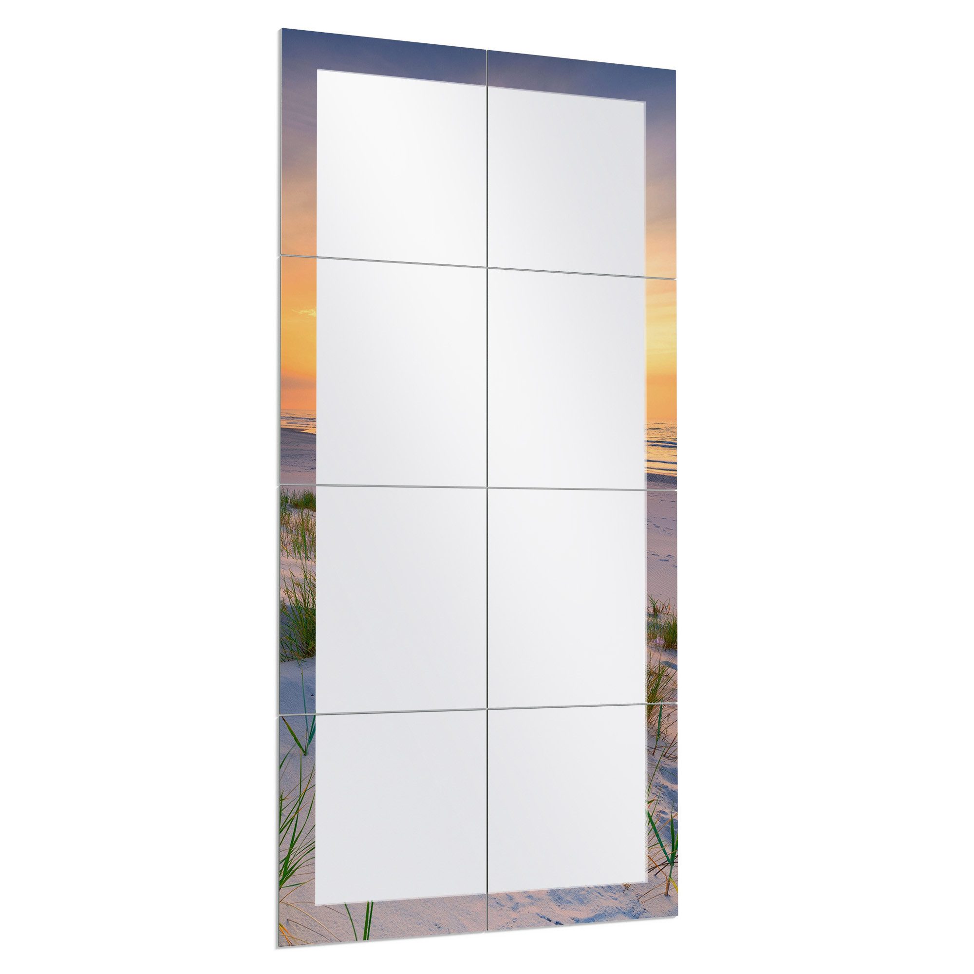 DEQORI Wandspiegel 'Sonne sinkt über Ostsee', Spiegelfliesen Puzzle Wand Spiegel Wohnzimmer Spiegelwand Flur groß