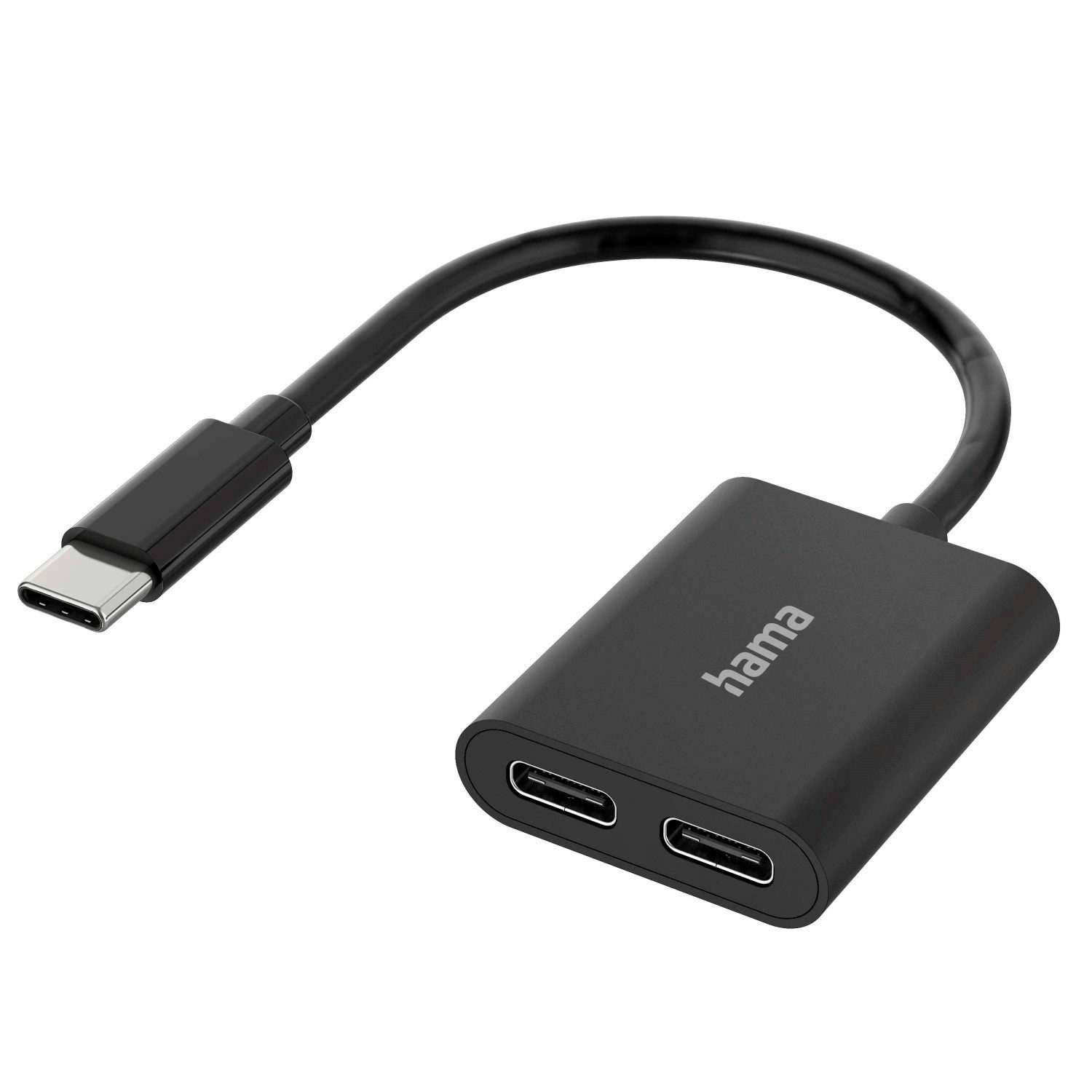 Hama 2in1 Audio-Adapter USB-C auf 2x USB-C USB-Kabel, USB-C + Ladebuchse Strom für Handy Smartphone Tablet PC Notebook