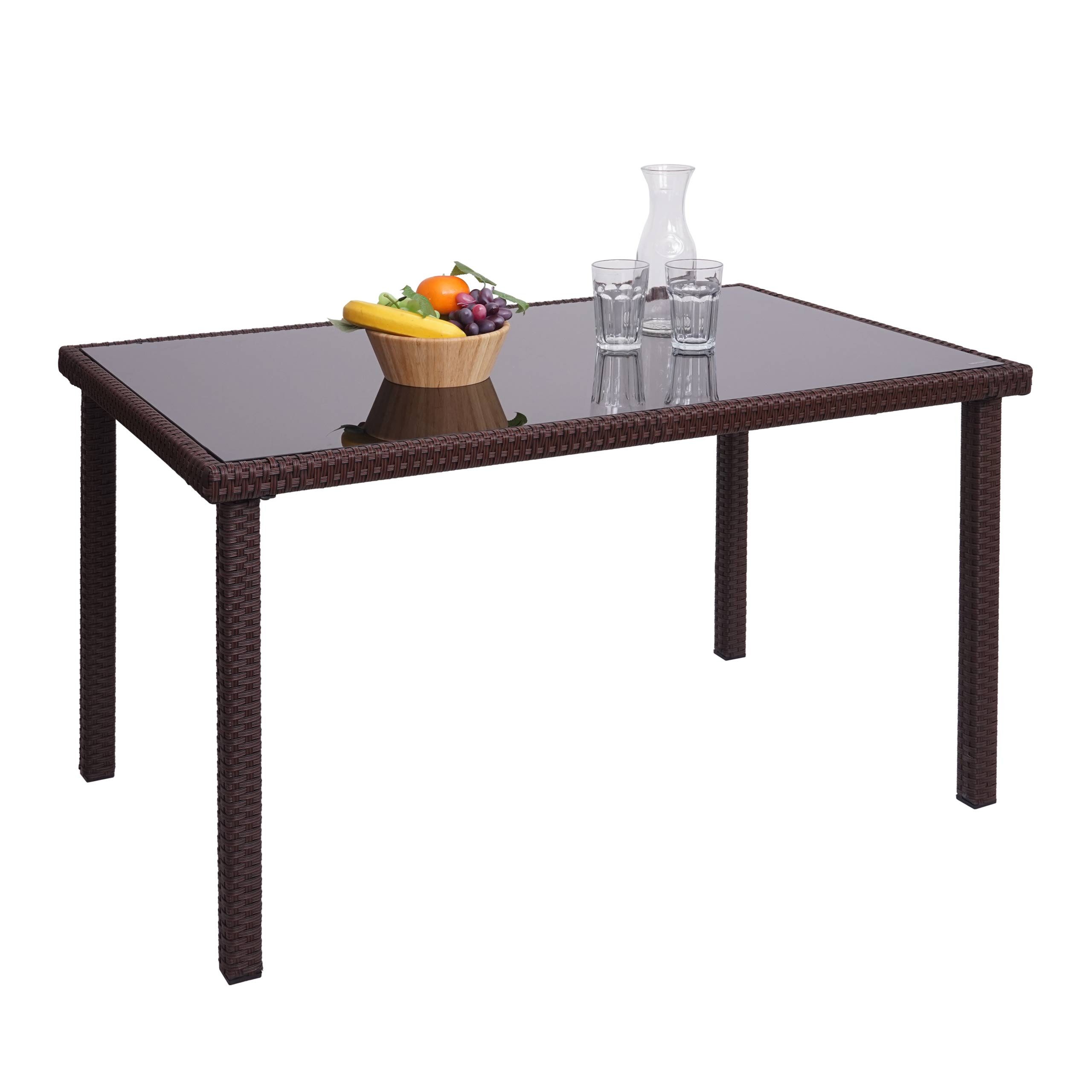 PROREGAL® Gartentisch Poly-Rattan Tisch HxBxT 71x120x75cm Gartentisch Balkontisch