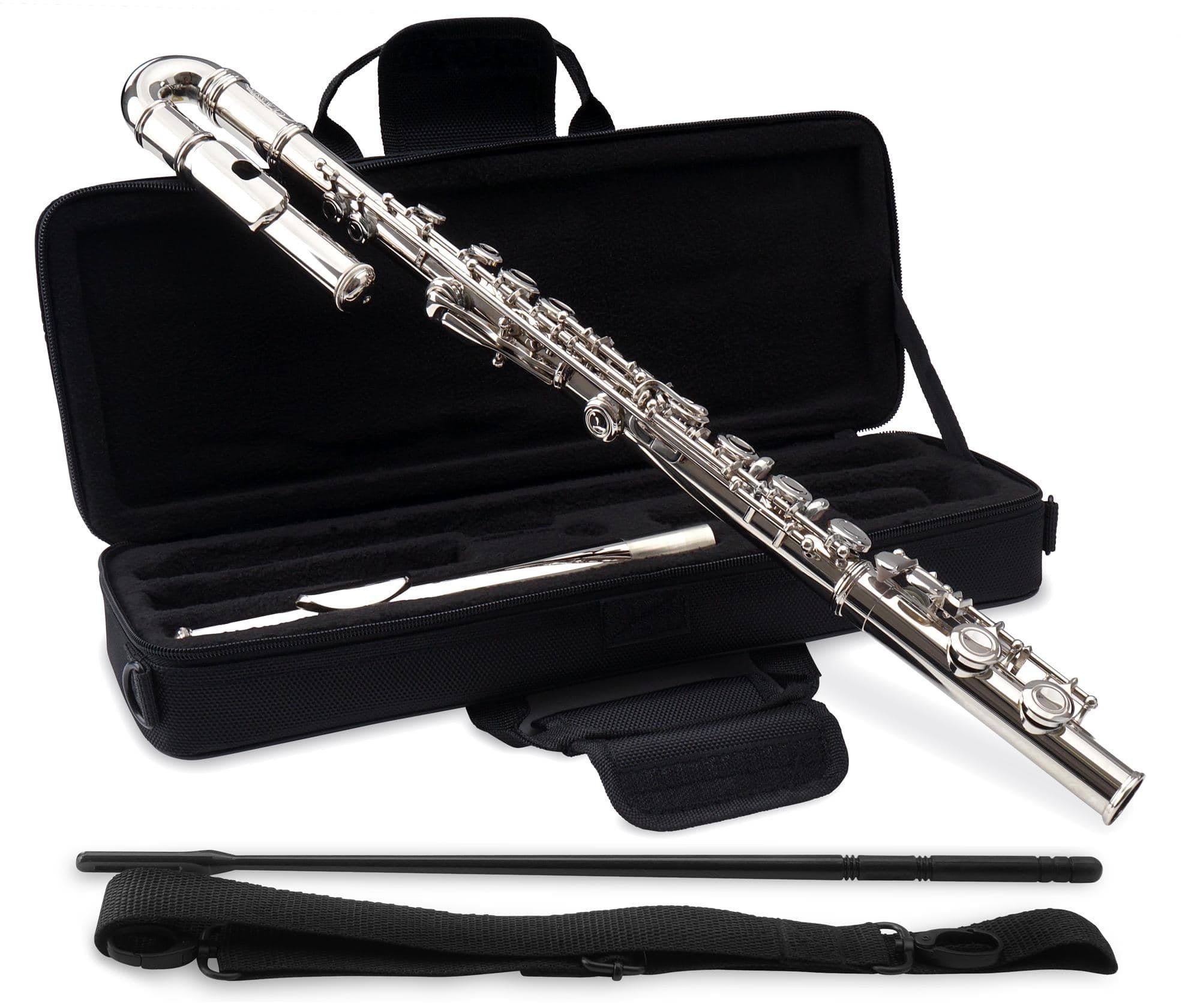 Classic Cantabile Querflöte FL-100J Querflöte mit geb. Kopfstück Silbern C, Geschlossene Klappen, leichtgängige E-Mechanik