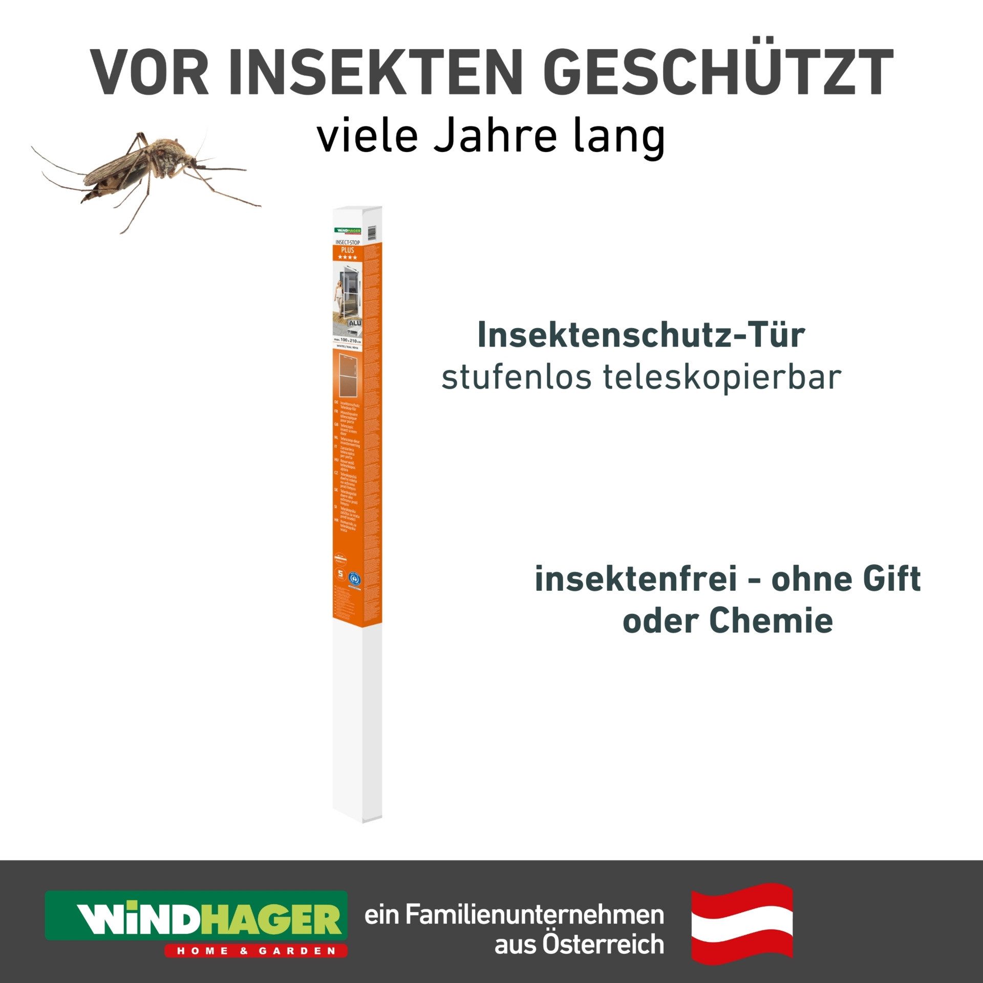 Windhager Insektenschutz-Tür Teleskop, Fliegengitter für Balkontüren und Terrassentüren, Fliegengitter in weiß oder anthrazit erhältlich, 100 x 210 cm
