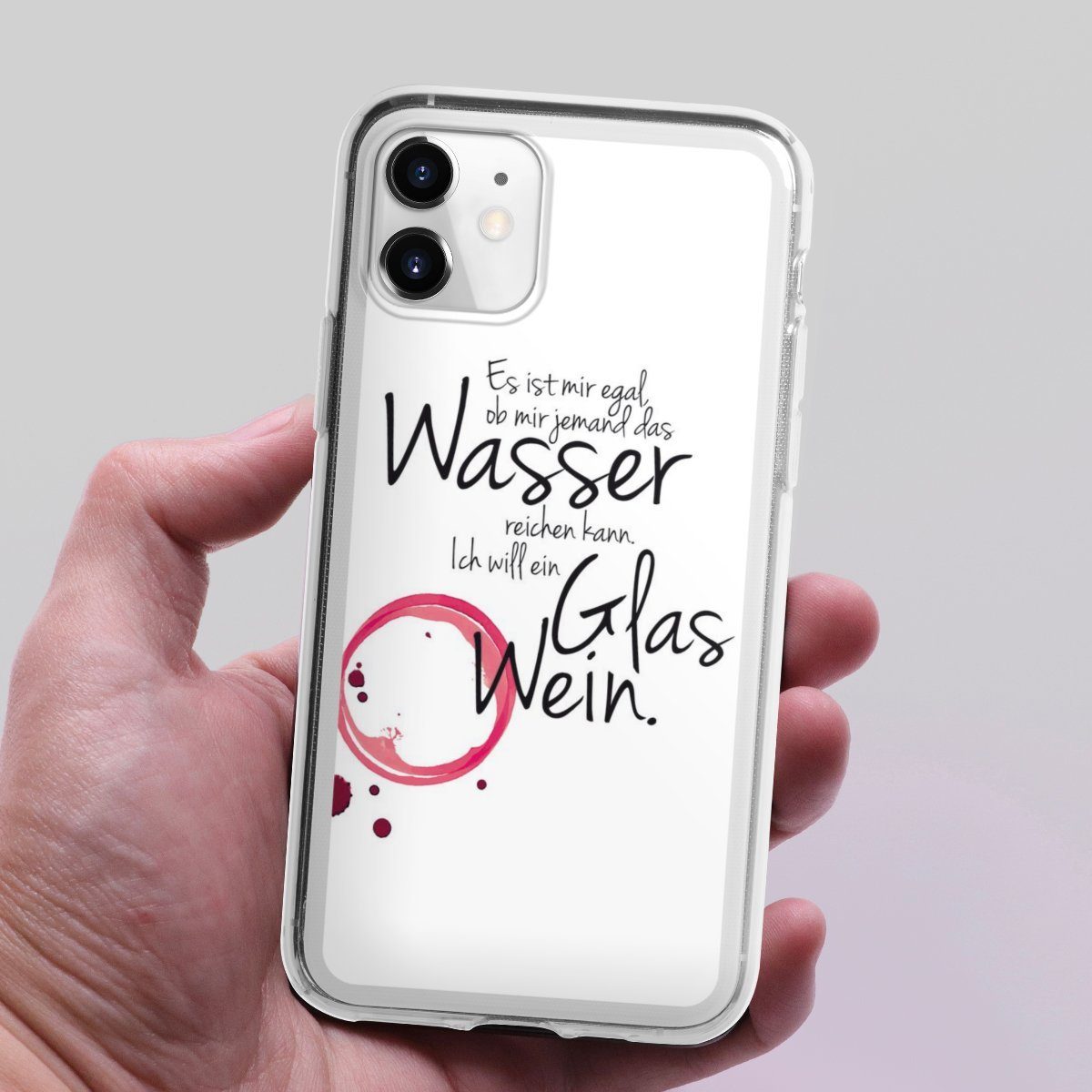Handyhülle Es ist Mir Egal, Silikon Hülle, Bumper Case, Handy Schutzhülle, Smartphone Cover Wein Sprüche Statement