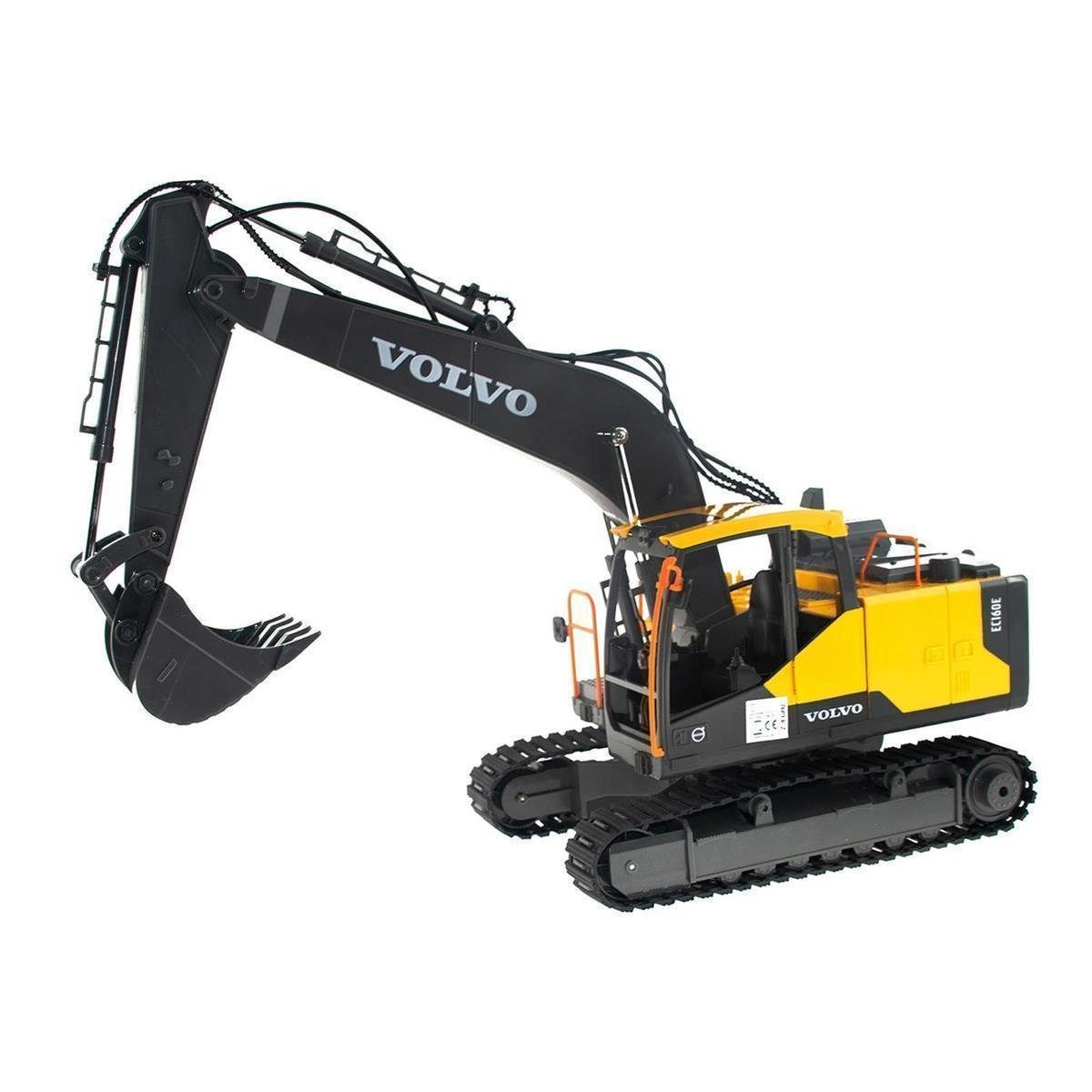efaso RC-Bagger E568 VOLVO ferngesteuerter Bagger mit wechselbaren Werkzeug 1:16, + Ersatz-Akku 4,8V 700mAh