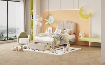 IDEASY Polsterbett Gepolsterter Bettrahmen, 90x200cm/140x200cm, (Unterbettschublade mit Rollen, einfache Montage), geeignet für Kinderzimmer, Schlafzimmer, Jugendzimmer