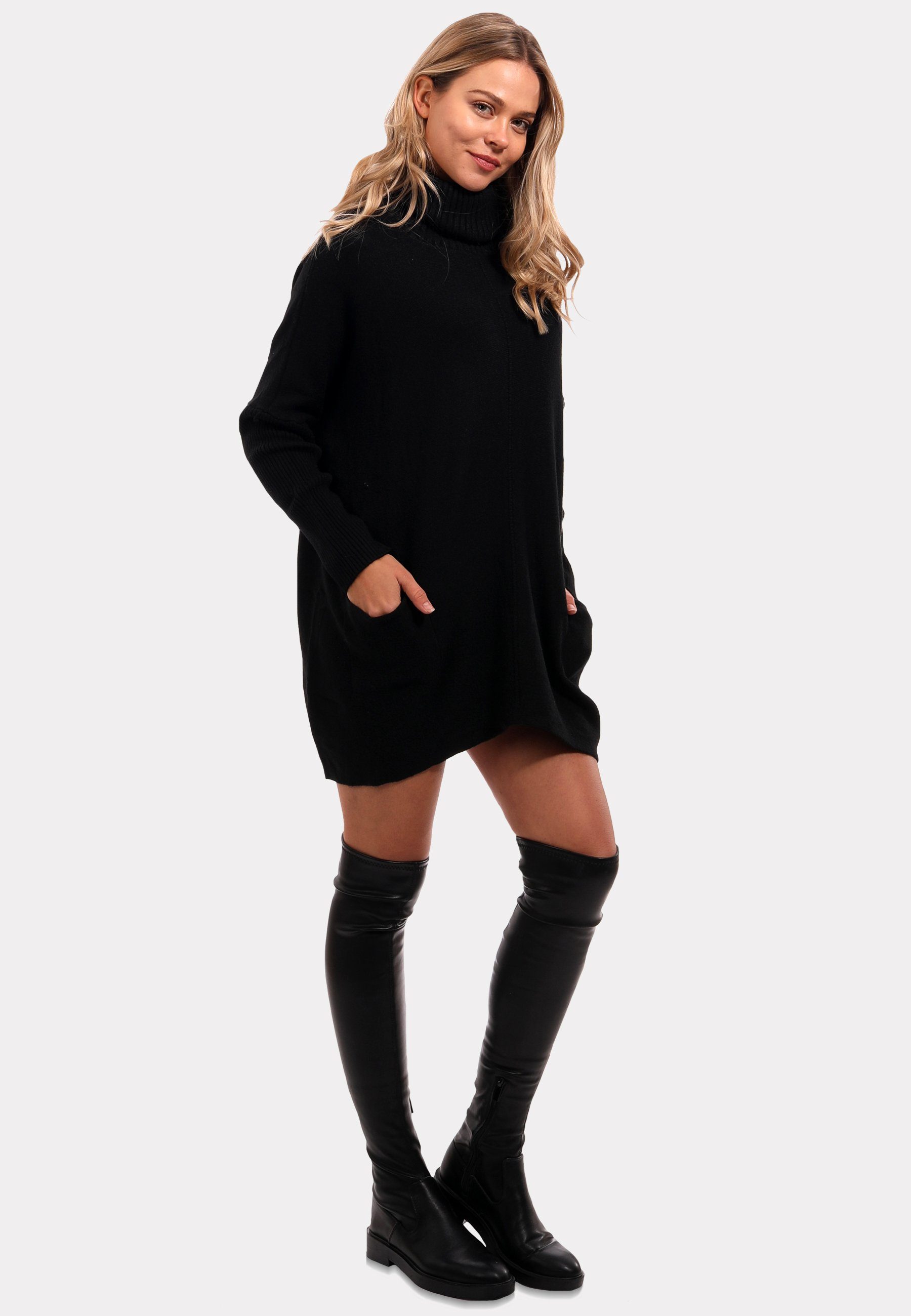 Casual YC Feinstrick Sweater Fashion Pullover Style Strickmix & Rollkragenpullover aus Schwarz