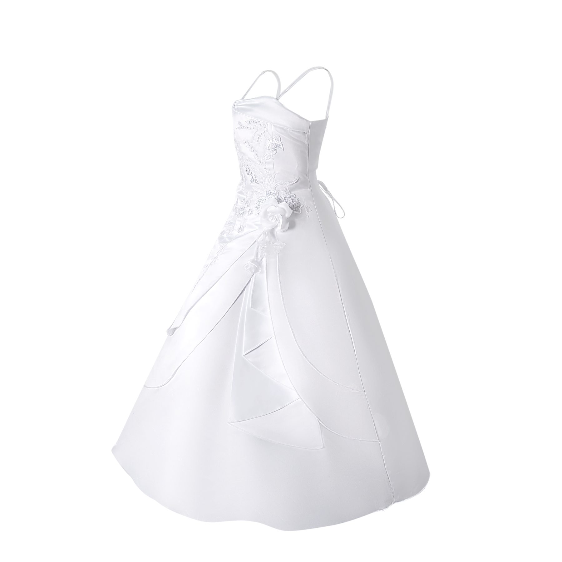Märchenburg Spitzenkleid Satinkleid HOCHELEGANTES Kommunionkleid BLUMENMÄDCHENKLEID m. Reifrock - KOMMUNIONKLEID - Hyazinthe 2026 -