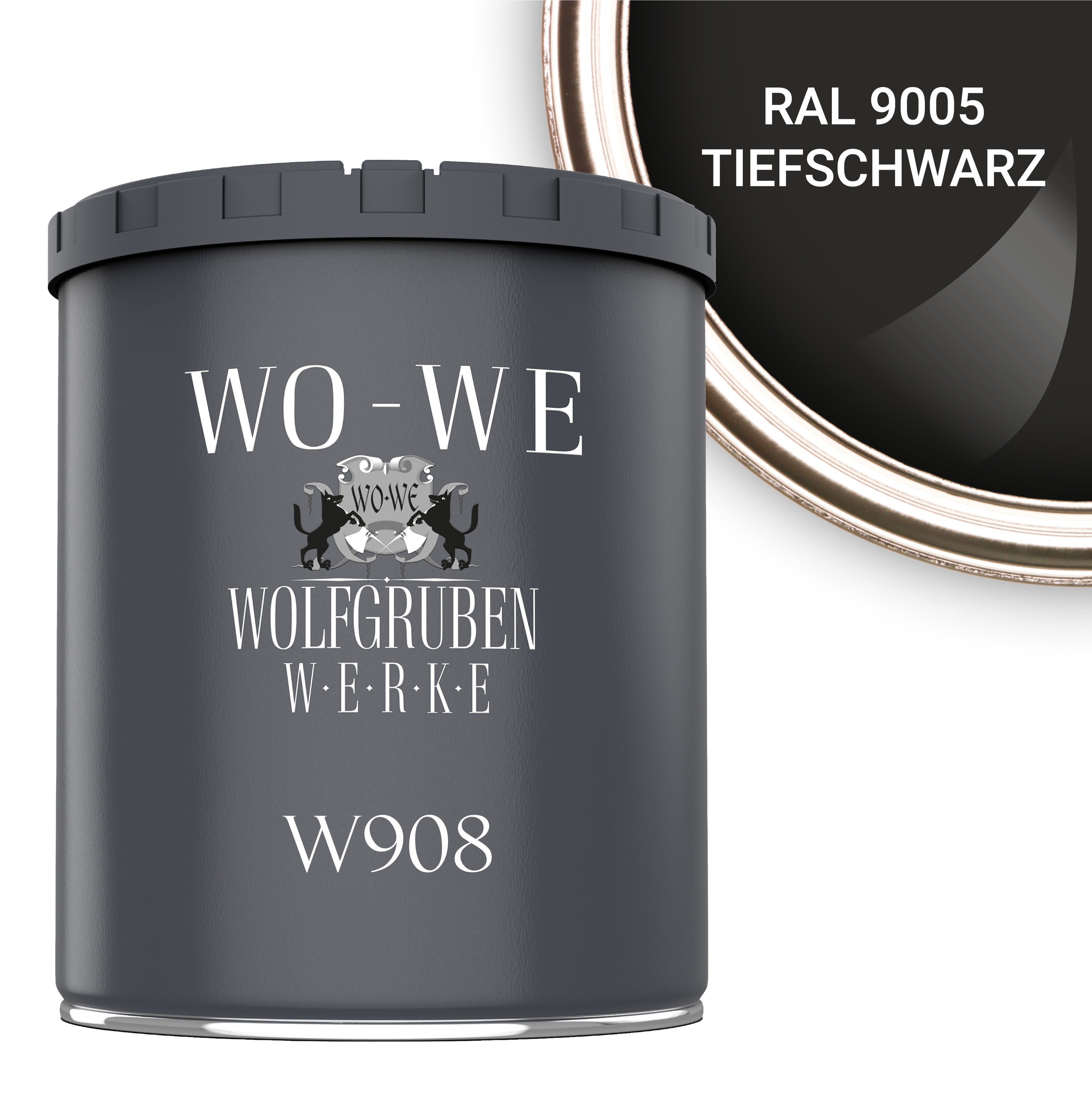 WO-WE Metallschutzlack 4in1 Metalllack Metallfarbe Metallschutzfarbe W908, 1L - 2,5L, Außenbereich RAL 9005 Tiefschwarz
