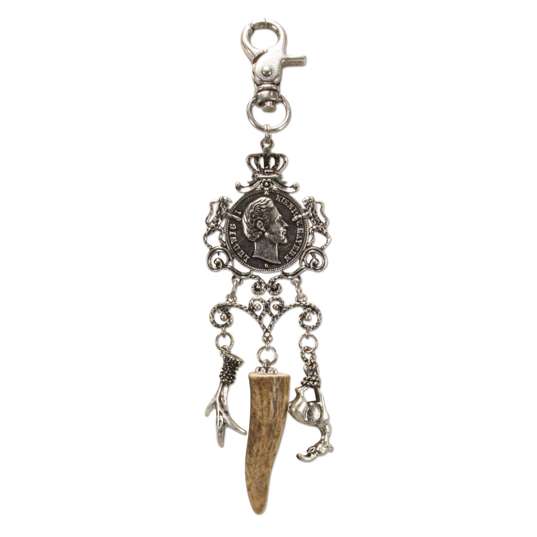 Kette mit Anhänger Trachten-Charivari Anhänger Kini Taler (antik-silber-farben)