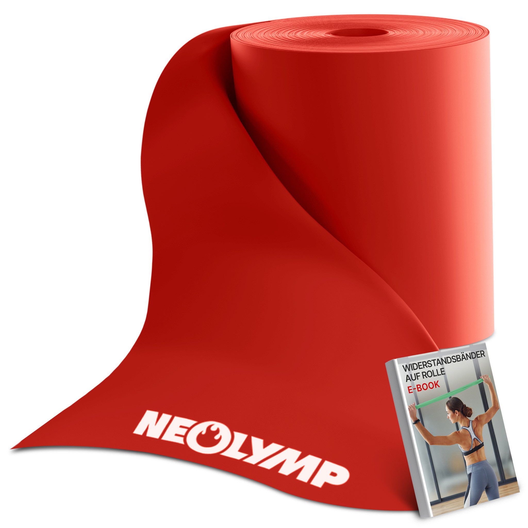 NEOLYMP Physiobänder Widerstandsbänder auf Rolle – Zuschneidbare Fitnessbänder aus TPE, Elastische Resistance Bands in 5 Stärken & 3 Längen – 15 cm breit