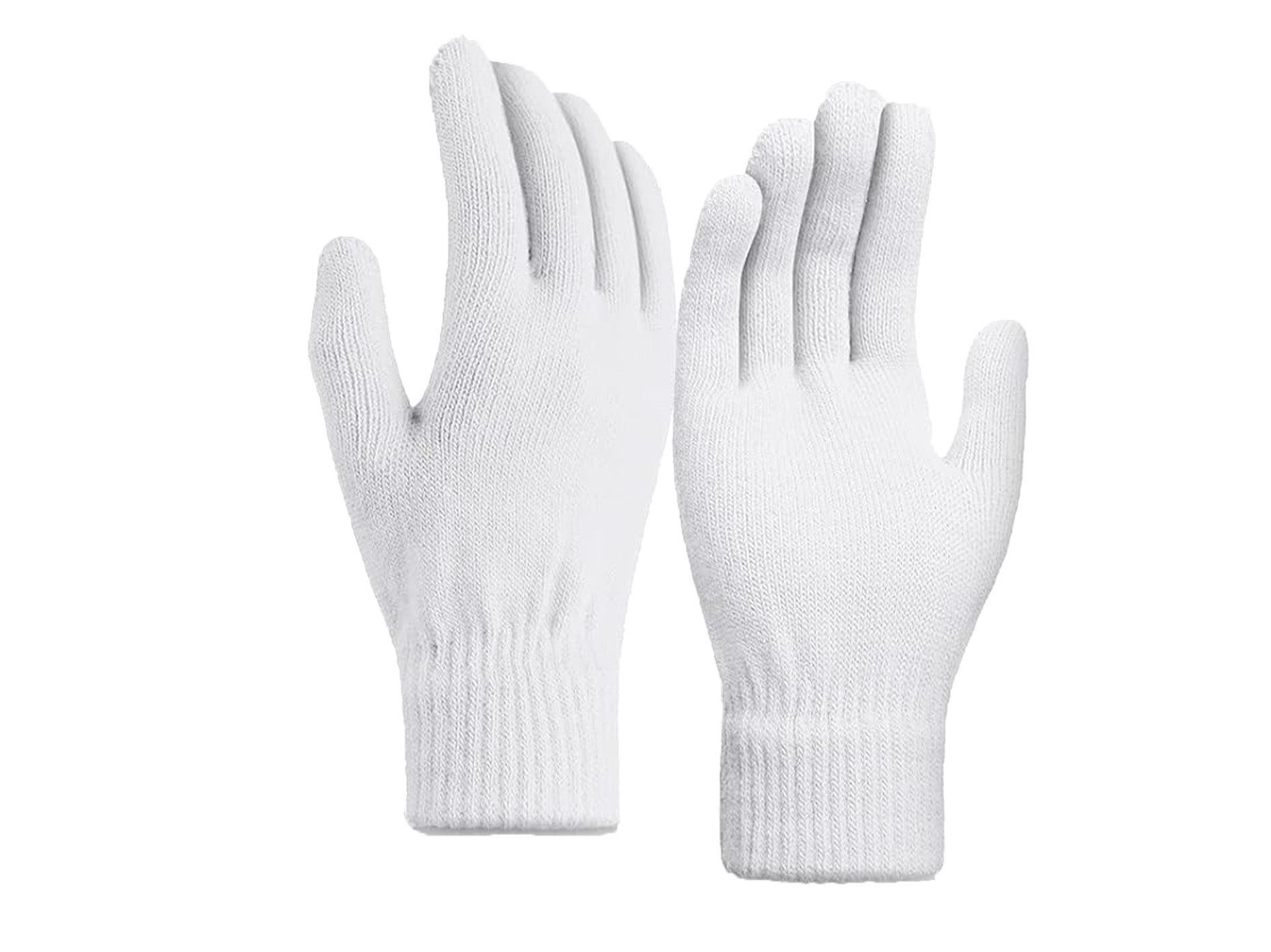 Strickhandschuhe Strickhandschuhe Winter Damen Herren Warme Acryl Thermo Outdoor Weiß