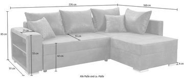 COLLECTION AB Ecksofa John L-Form, inklusive Bettfunktion und Bettkasten