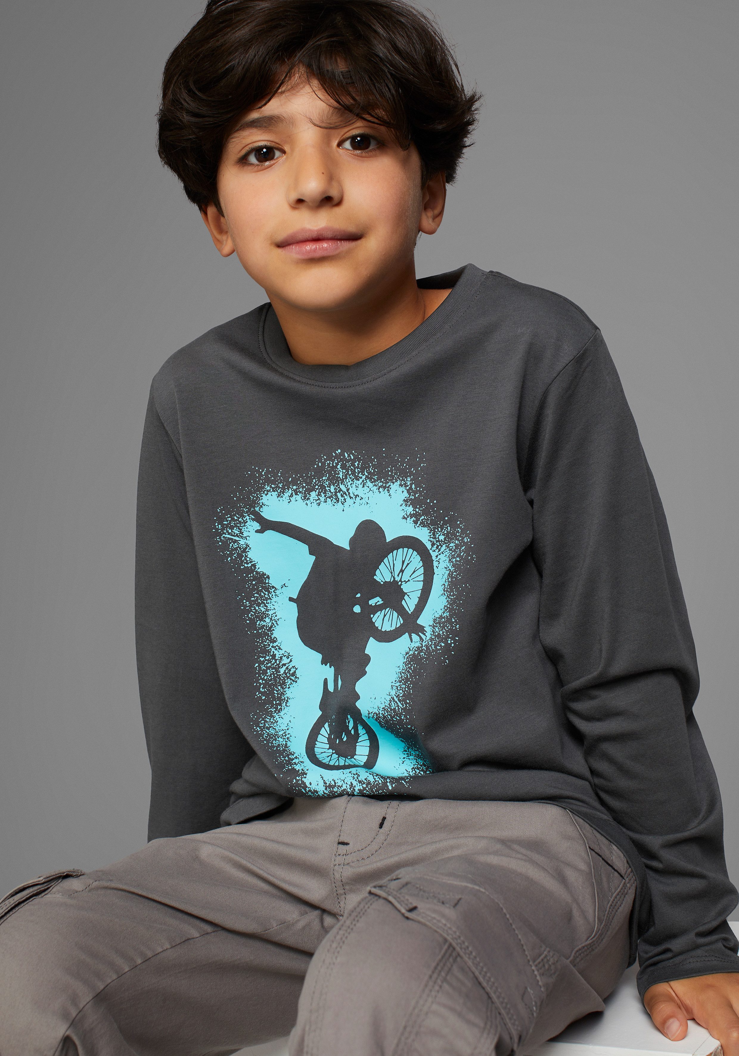 KIDSWORLD Langarmshirt BIKER, lässiger Druck für Jungen