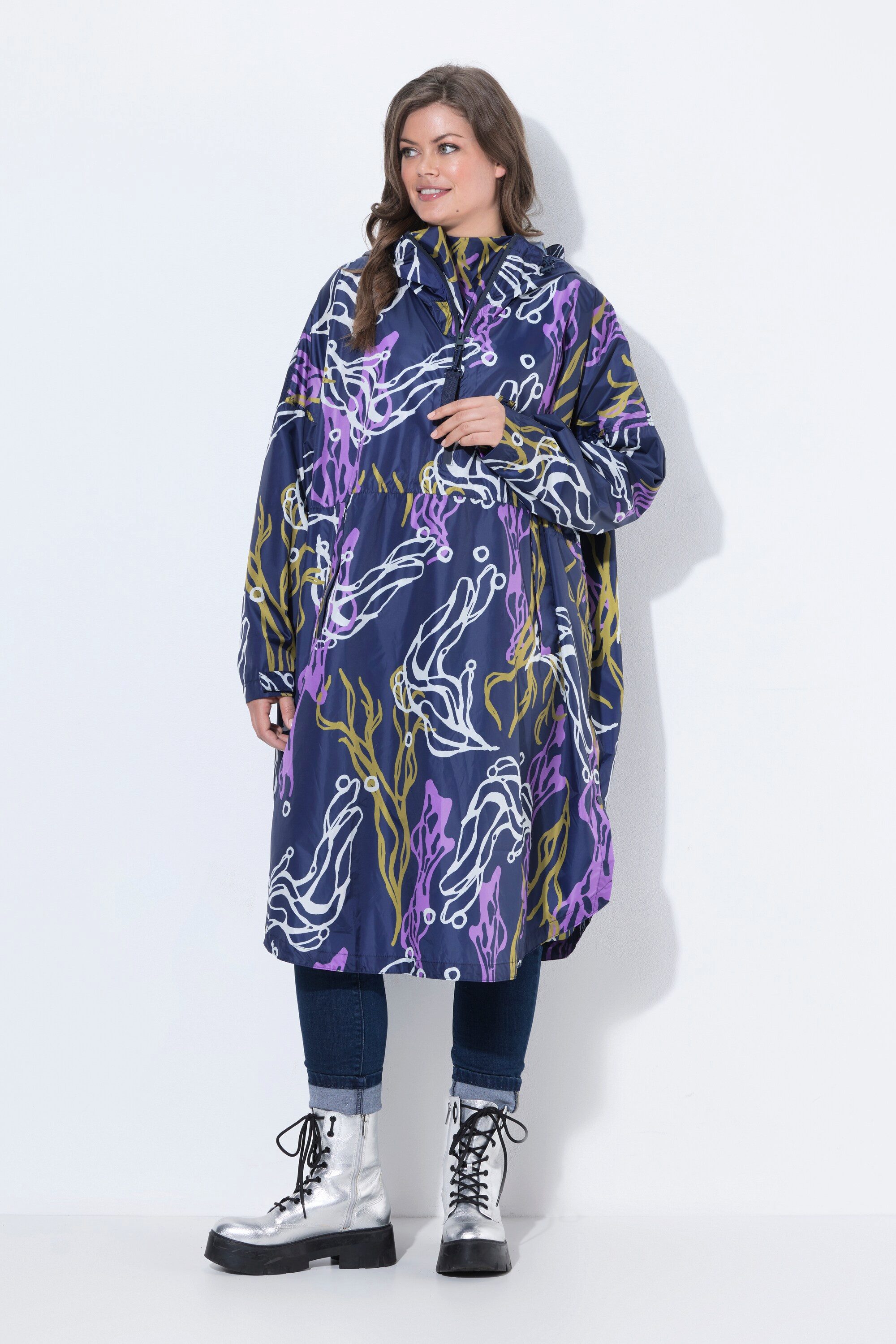 Funktionsjacke Funktions-Regencape Unisex Print Kapuze