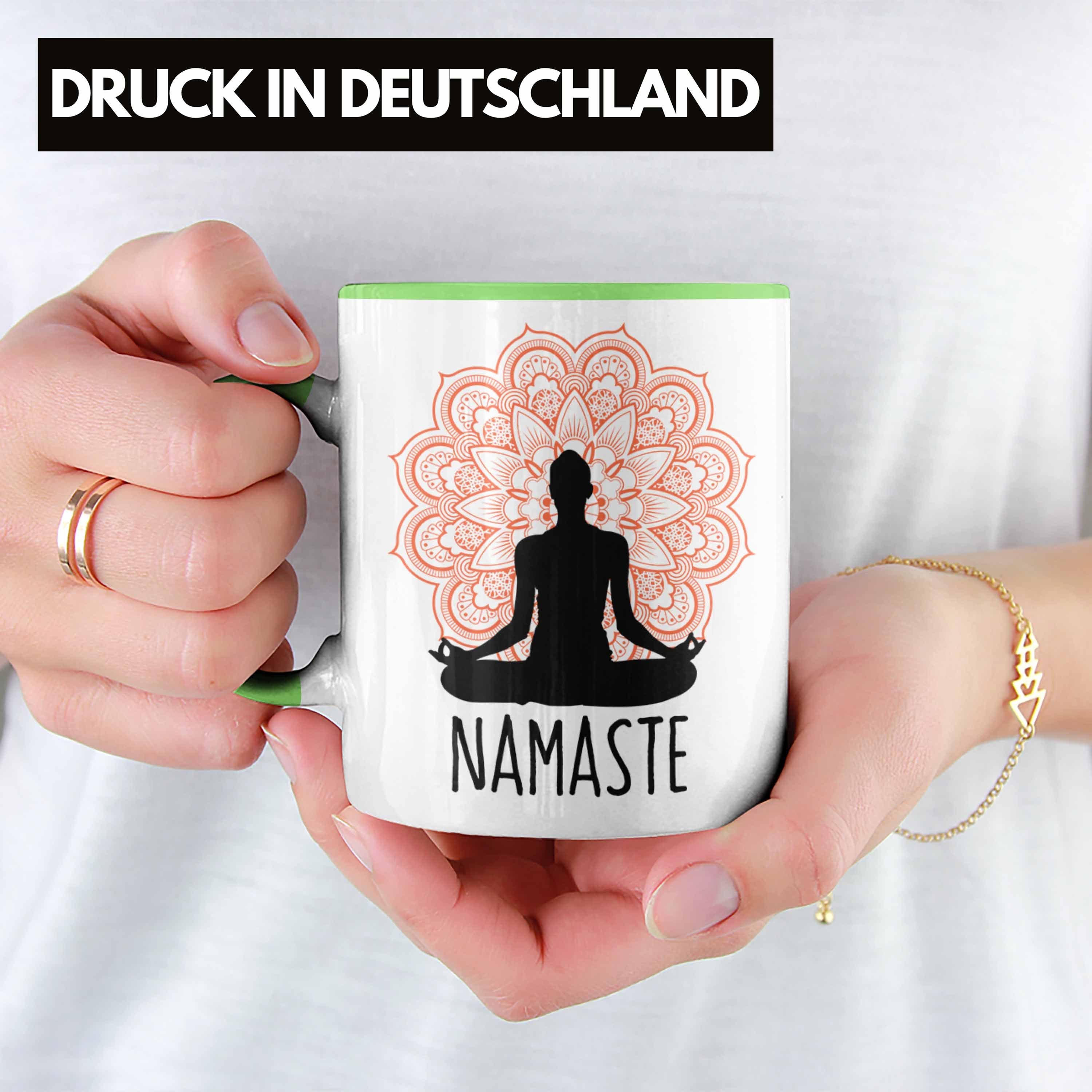 Geschenk Meditationliebhaber Trendation Grün Meditations-Tasse Tasse Inspirierendes Nama für