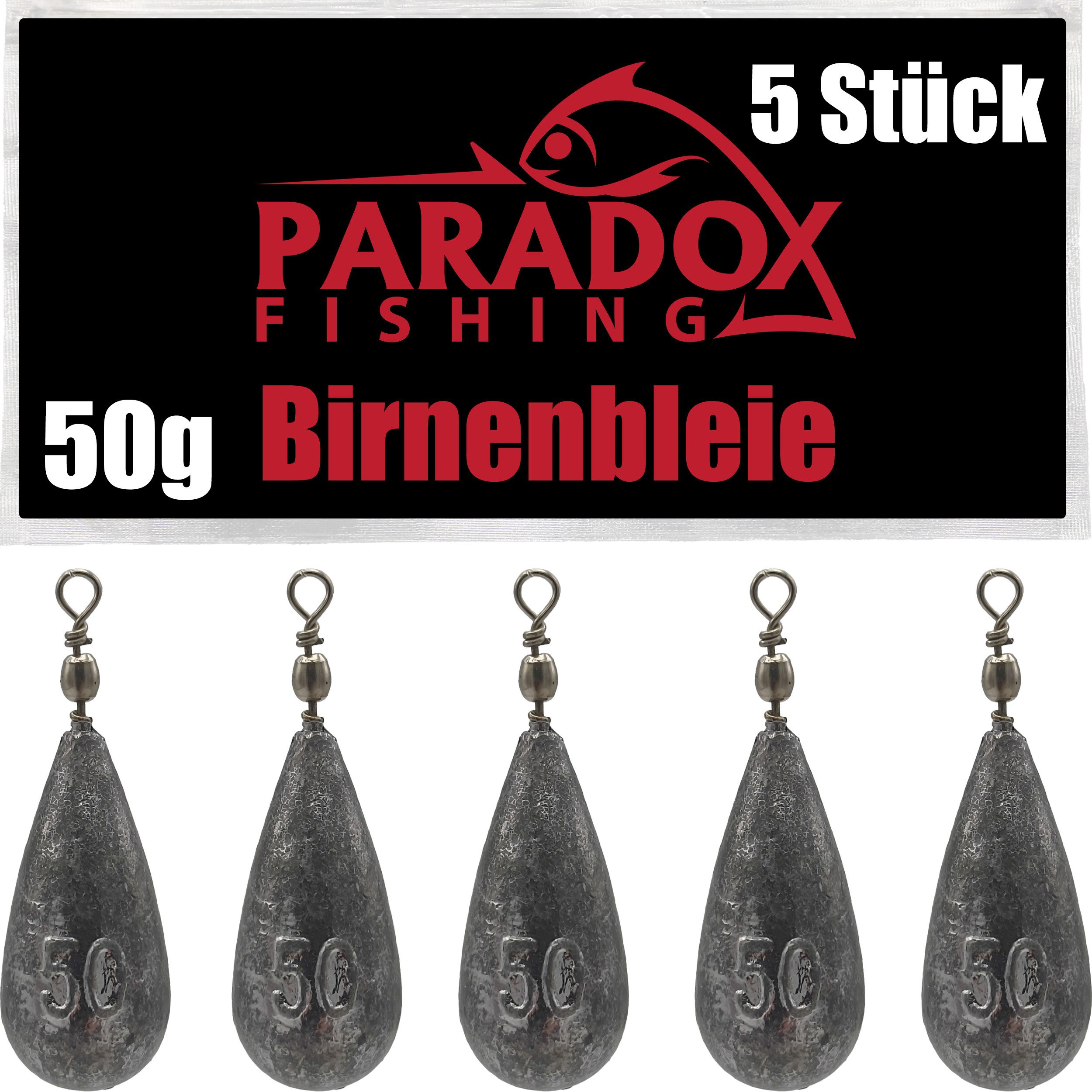 Paradox Fishing Angelgewicht Birnenblei Set, integrierter Wirbel