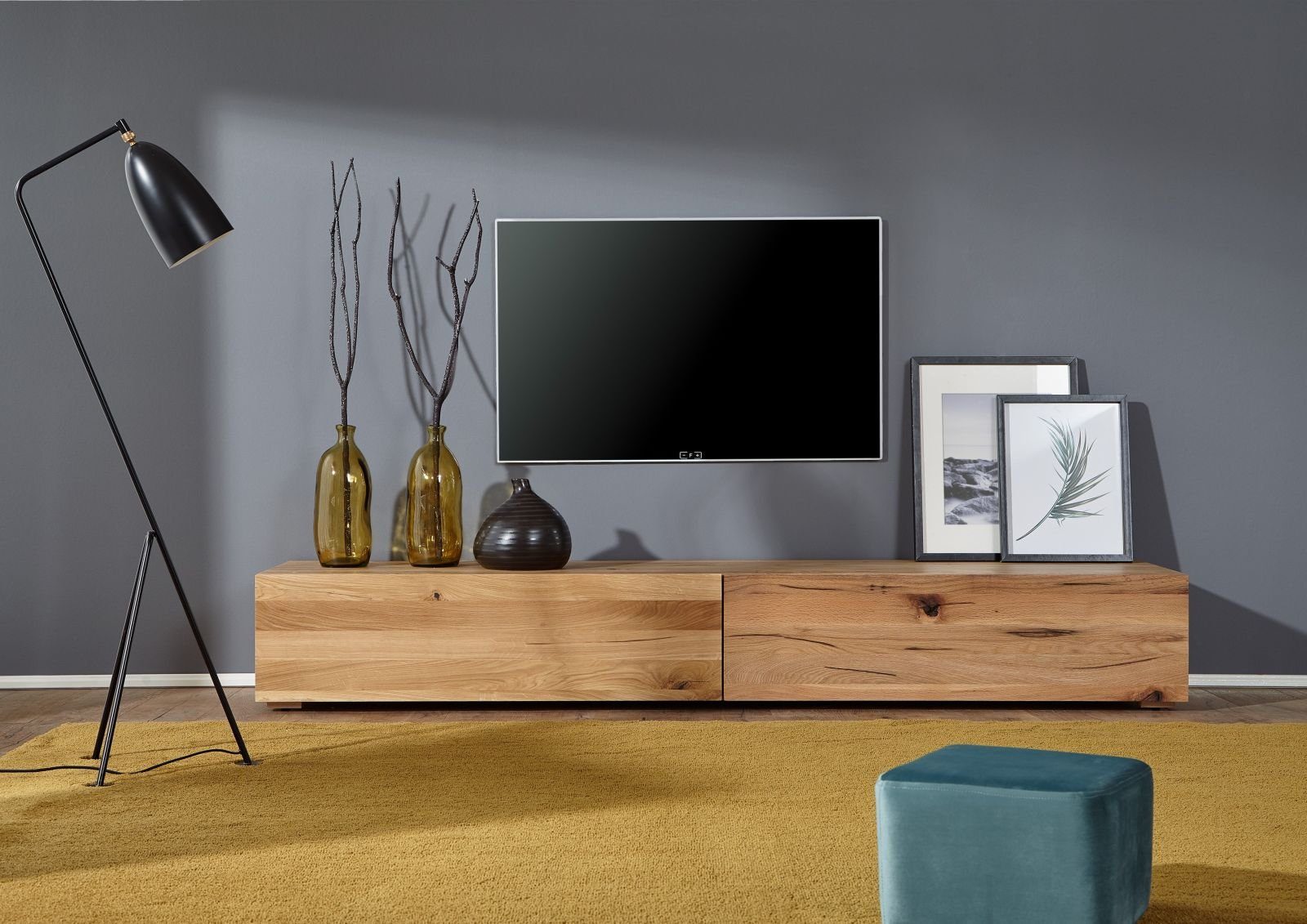 Massivmoebel24 TV-Board FRANKFURT (Massivholz), TV-Board Wild-/Zerreiche 220x52x32 natur geölt FRANKFURT #108