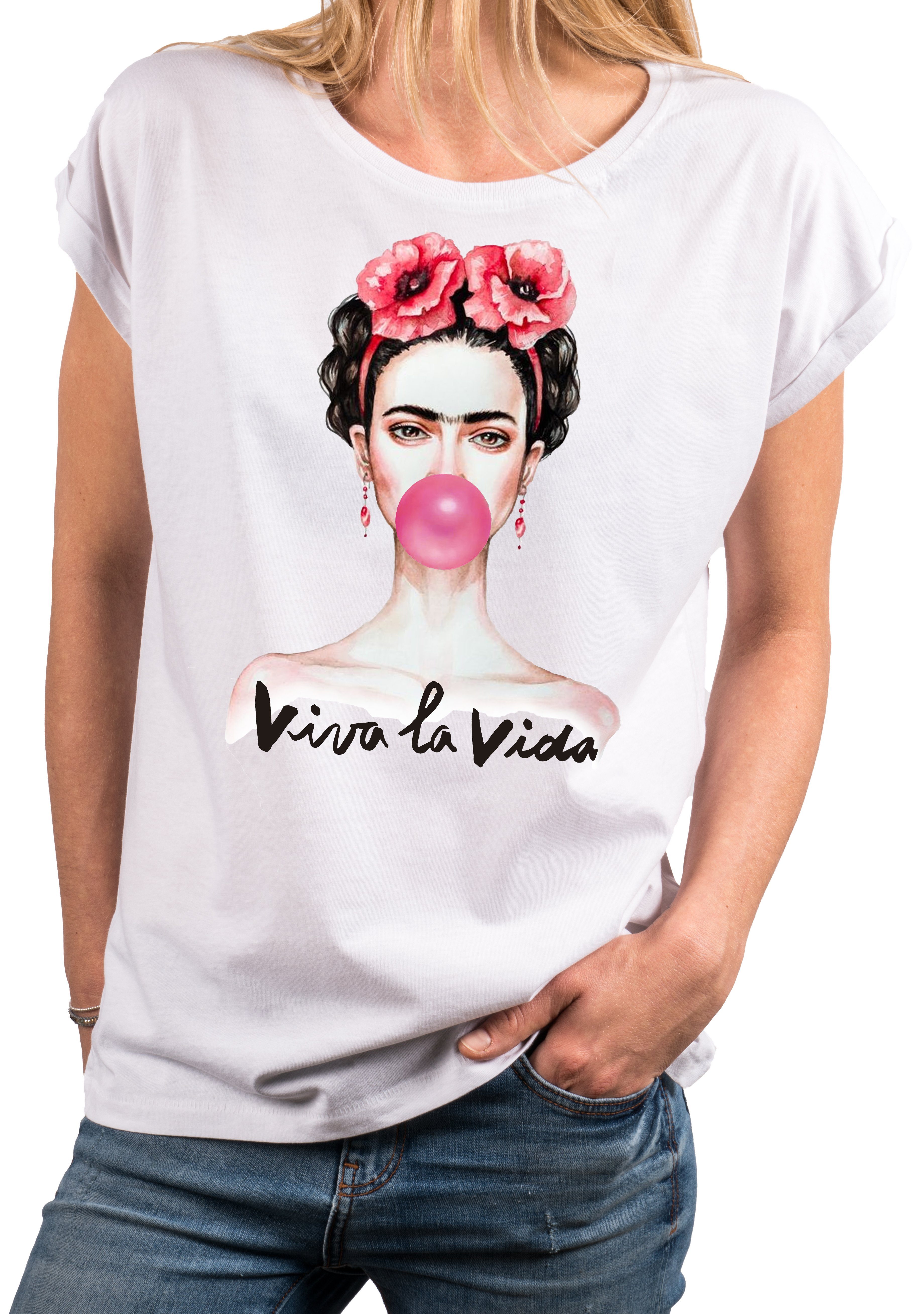 MAKAYA Print-Shirt Damen Fridas Fashion Top günstig online kaufen