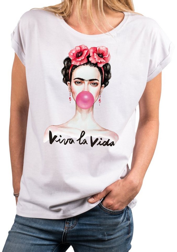 MAKAYA Print-Shirt Damen Fridas Fashion Top Modische Sommer Oberteile Bekleidung Frauen große Größen