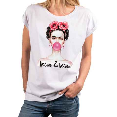 MAKAYA Print-Shirt Damen Fridas Fashion Top Modische Sommer Oberteile Bekleidung Frauen mit Druck, aus Baumwolle, große Größen