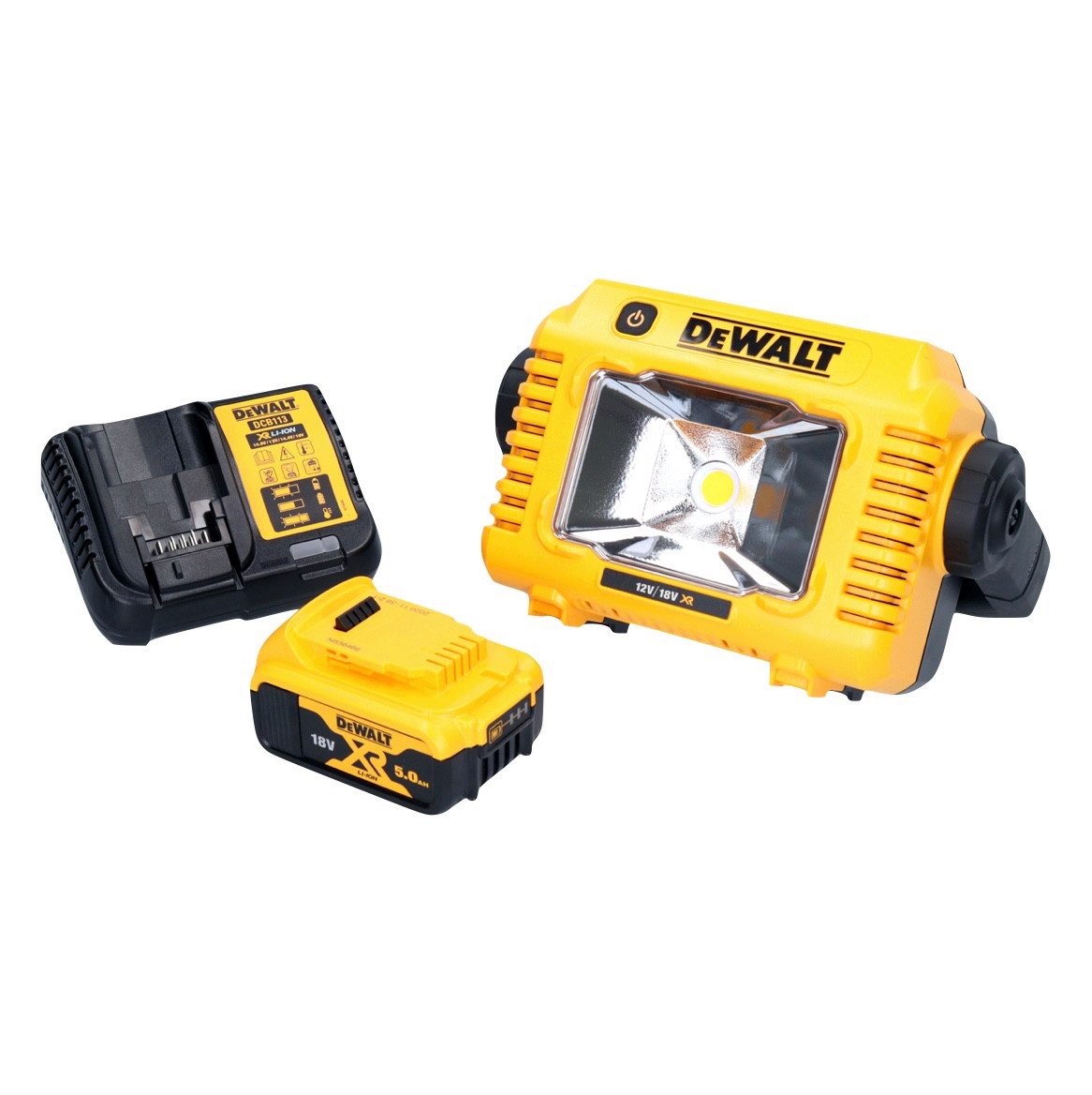 DeWalt Baustrahler DCL 077 P1 Akku LED Arbeitsstrahler 12 V 18 V 2000 lm IP54 + 1x Akku