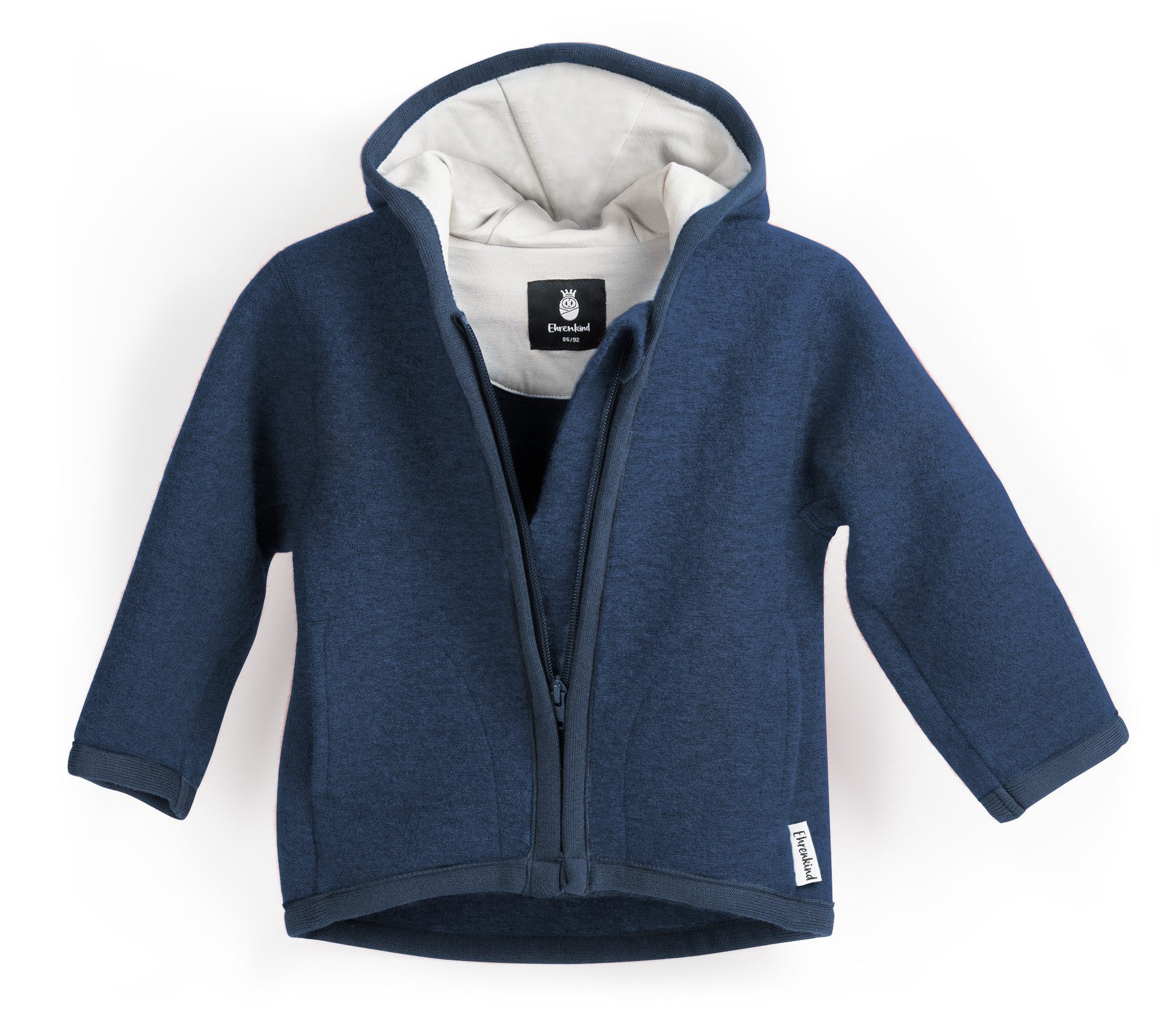 Ehrenkind Walkjacke, Jacke für Kinder aus Merino Schurwolle mit Reißverschluss (aus hochwertiger Walkwolle, atmungsaktiv und temperaturausgleichend) Jacke für Jungen und Mädchen