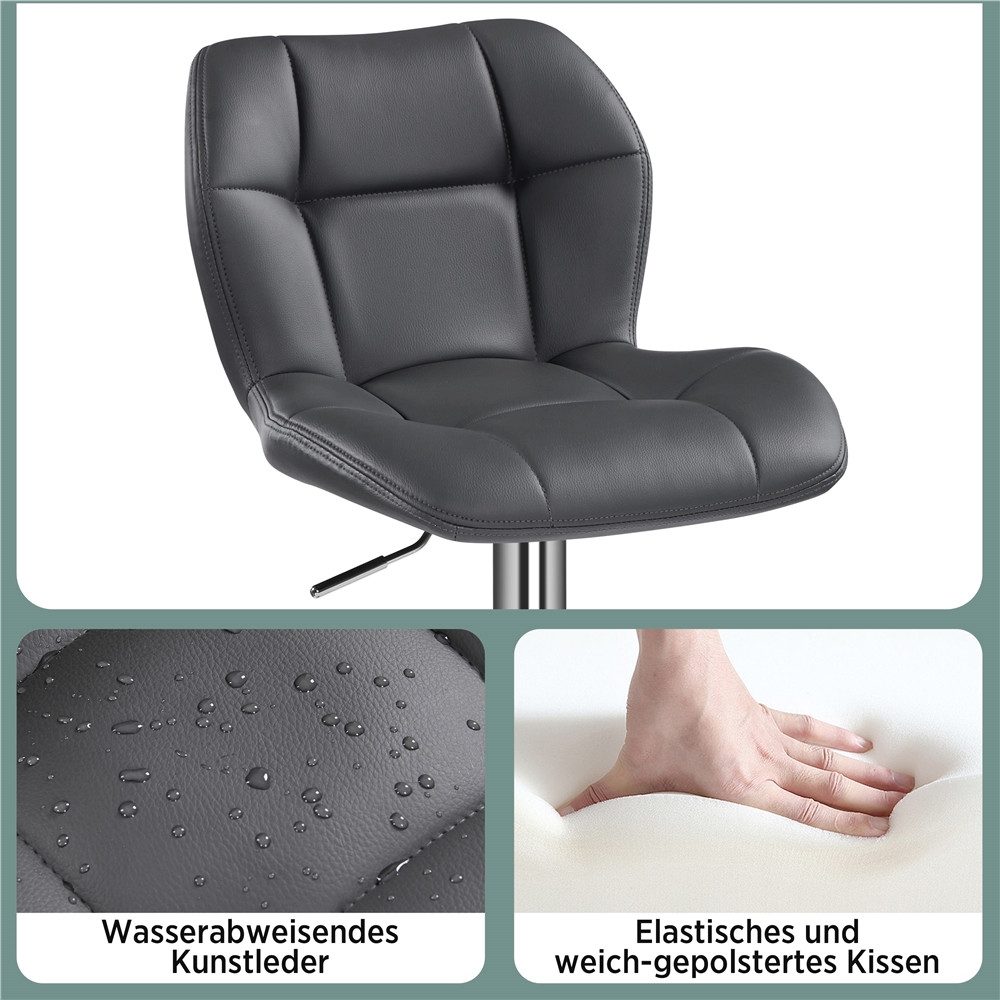Yaheetech Barhocker 360° Drehbare Hocker mit Fußstütze (4 St), 1/2/4/6er-Set Barstühle Küchenstühle Bistrohocker höhenverstellbar – Bild 5 von 5