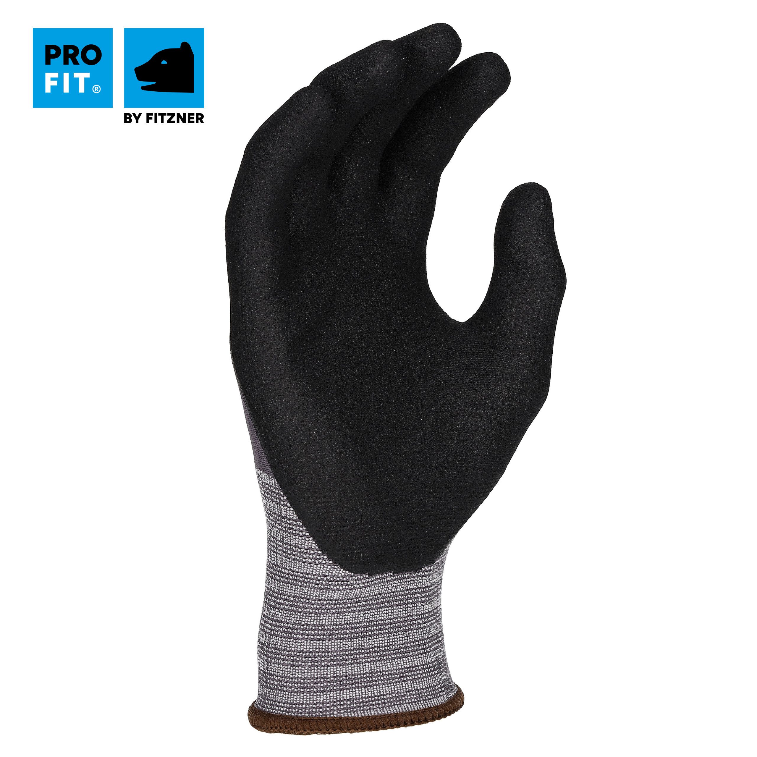 PRO FIT Nitril-Handschuhe Pro, Arbeitshandschuhe, Sicherheitshandschuhe, Feinstrick Handschuhe (12, Paar) Nitrilschaum, Grau/Schwarz