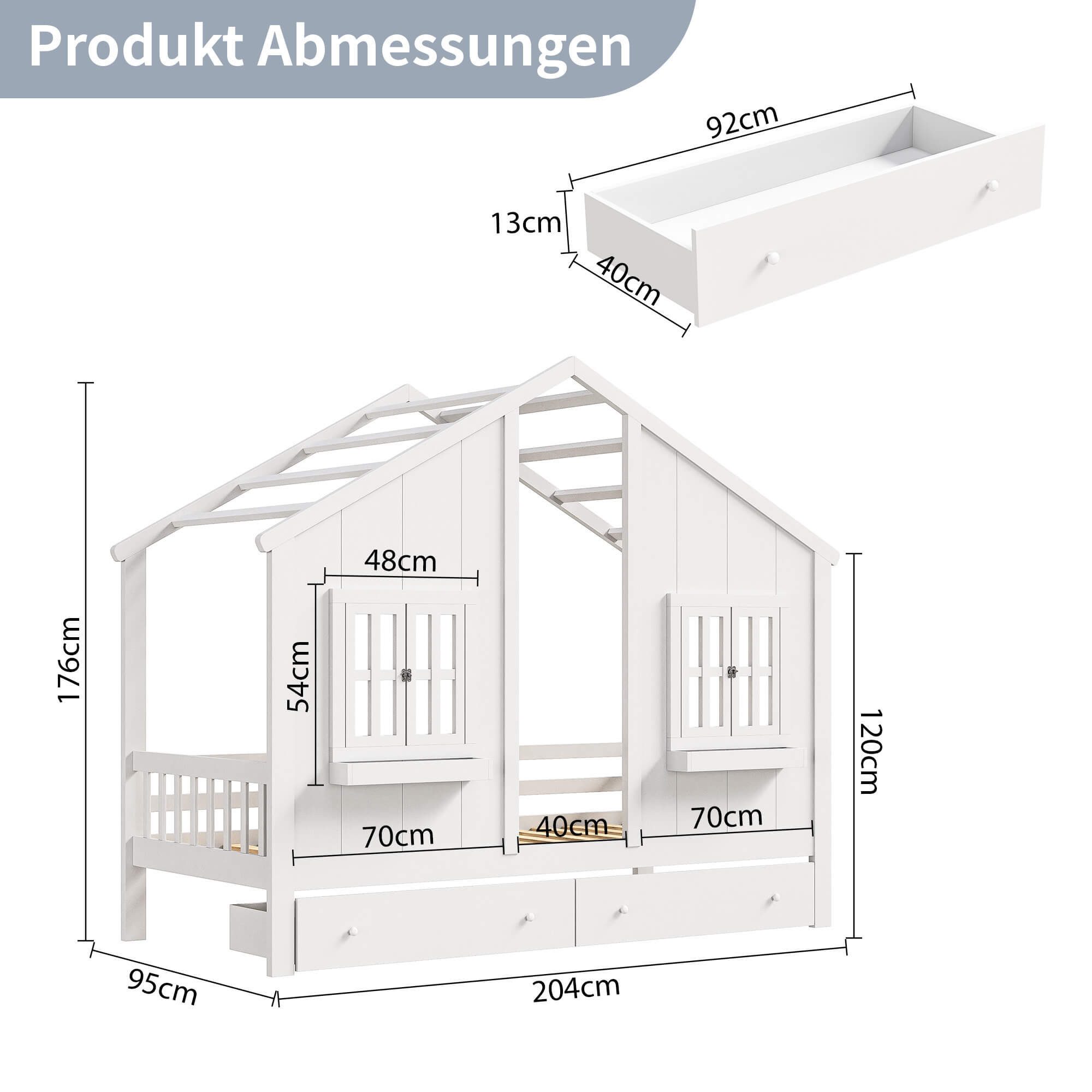 Furnishings Home Hausbett Holzbett Kinderbett 90x200cm günstig online kaufen