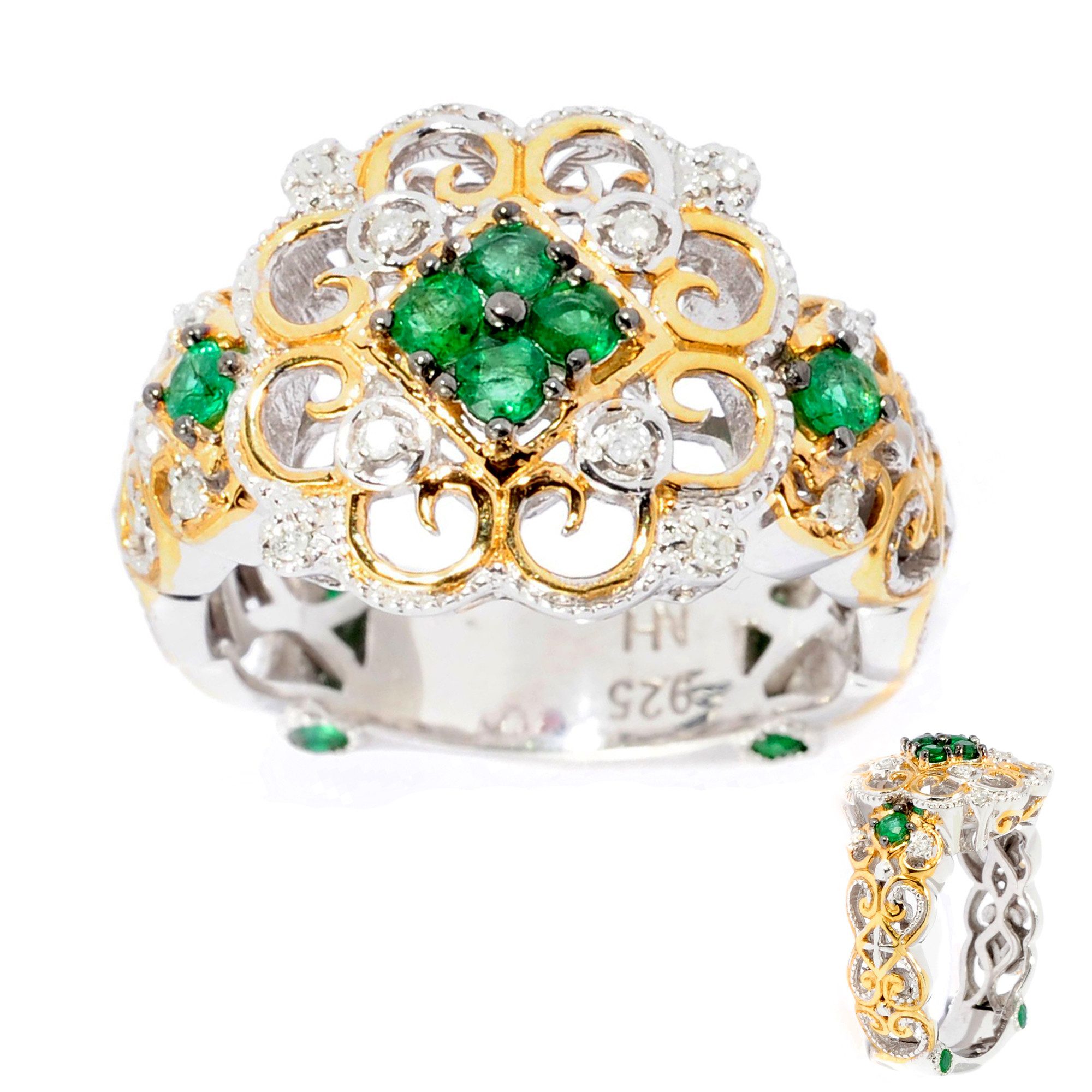 Cavill Diamantring Cavill Ring 0,36 ct Smaragd & Diamanten, 925er Silber, grün (1-tlg)