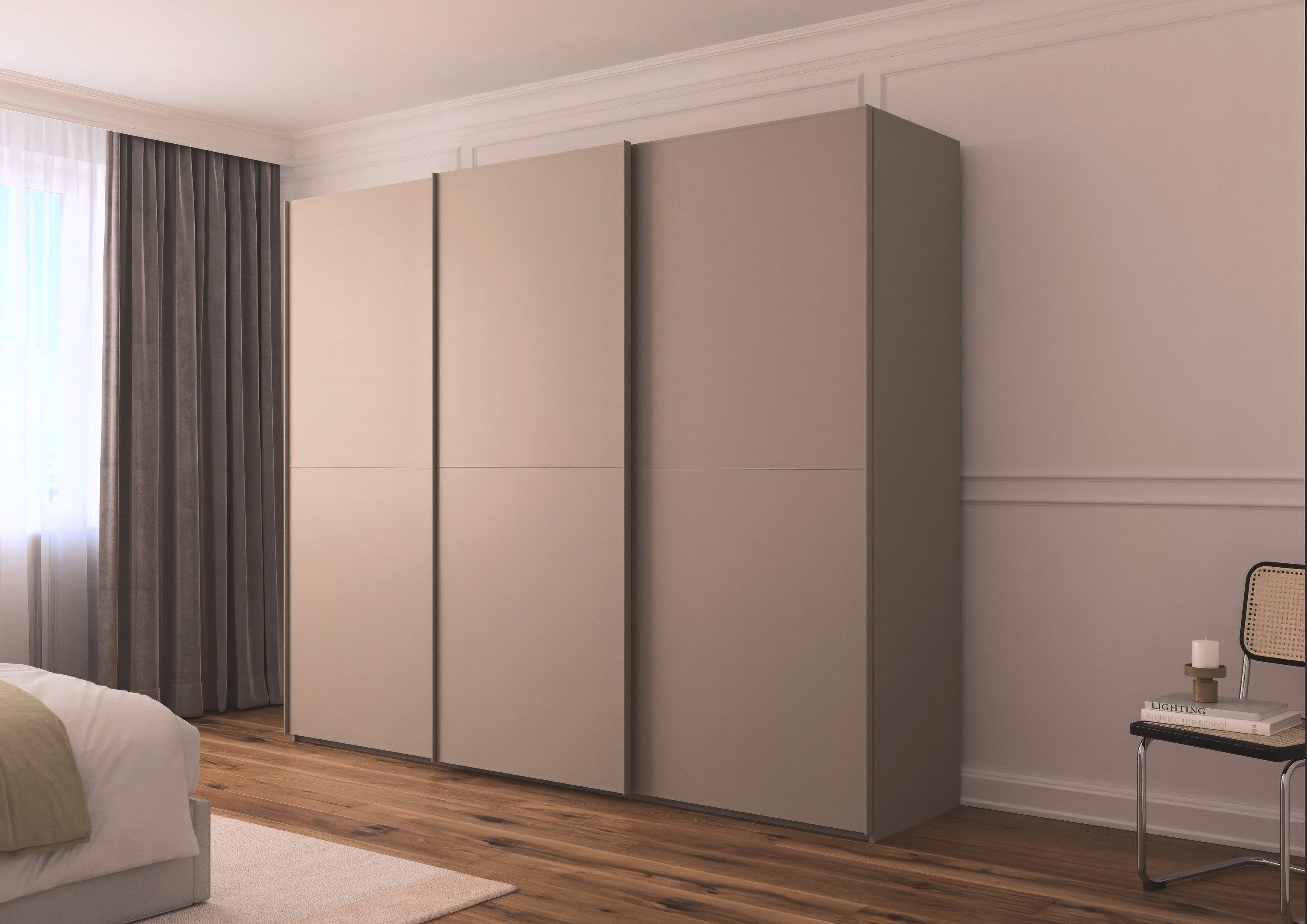 rauch Schwebetürenschrank Kleiderschrank Schrank Garderobe Schlafzimmerschrank SCALE-DUO edle zweigeteilte Türen und 3 Zierleisten MADE IN GERMANY