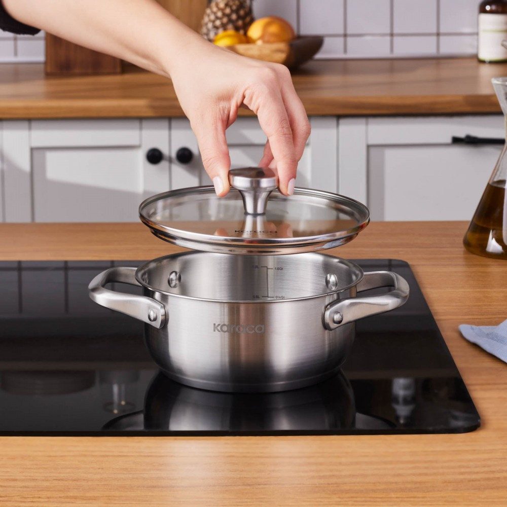 Karaca Kochtopf Karaca Elite Edelstahl-Kasserolle Flach 16 cm