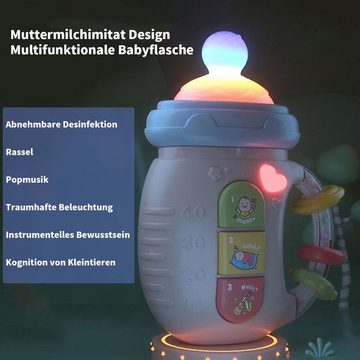 Gontence Lernspielzeug Baby-Spielzeug Rassel beruhigende kaubare Flasche mobile Modell (Lichter Musik Glow Schnuller Elektrische Flasche Babyspielzeug)