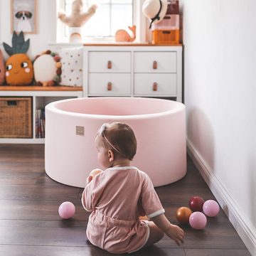 MeowBaby Bällebad Bällebad für Kinder und Babys - Cotton Light Pink - Bällchenbad, (Bällebad mit 200 Bällen), Rundes Kugelbad 90x30cm mit 200 Bunten Bällen, waschbarer Bezug