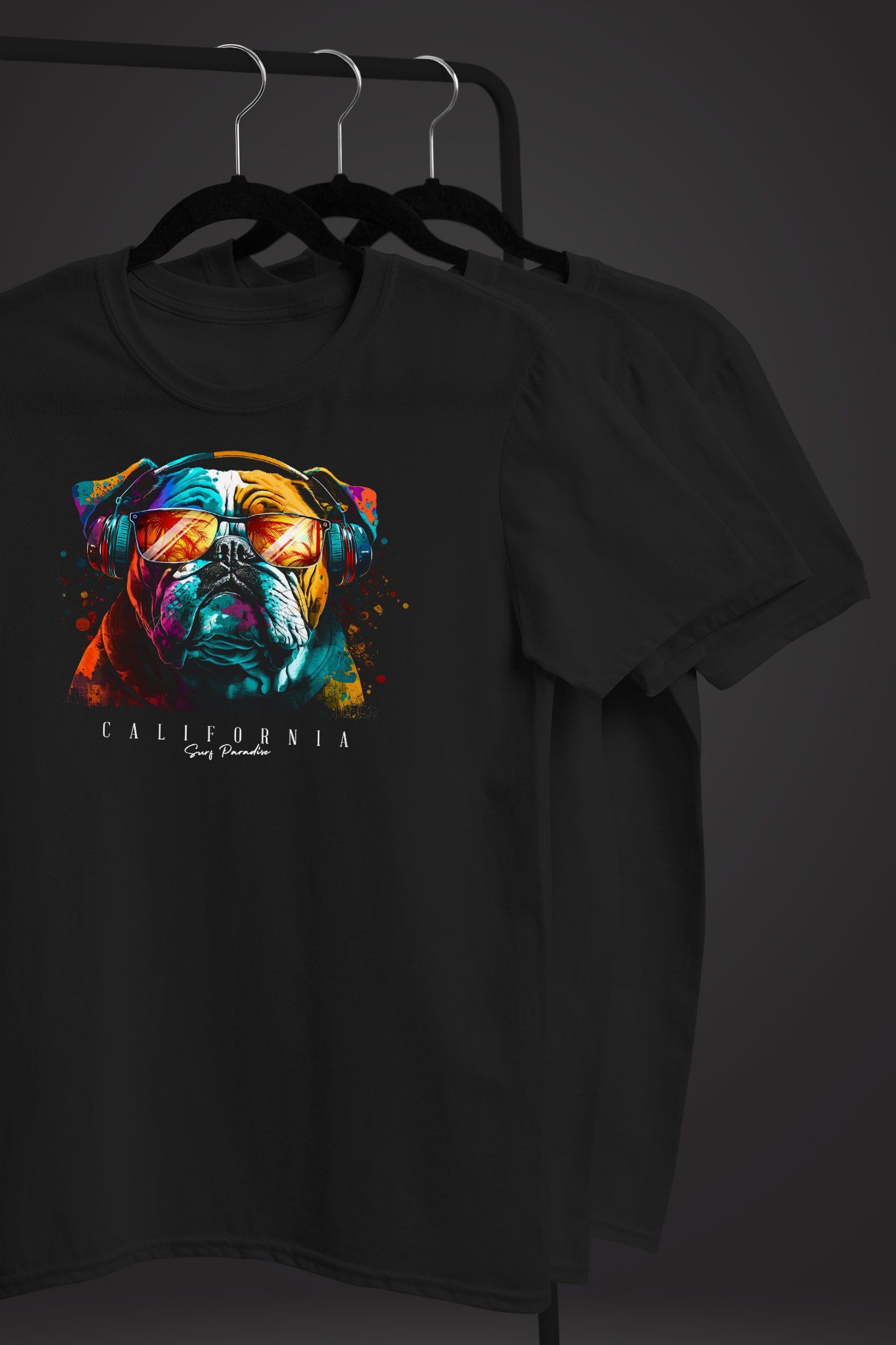 Neverless Print-Shirt Herren T-Shirt Print California Bulldog Musik Kunst Motiv DJ Fashion mit Print