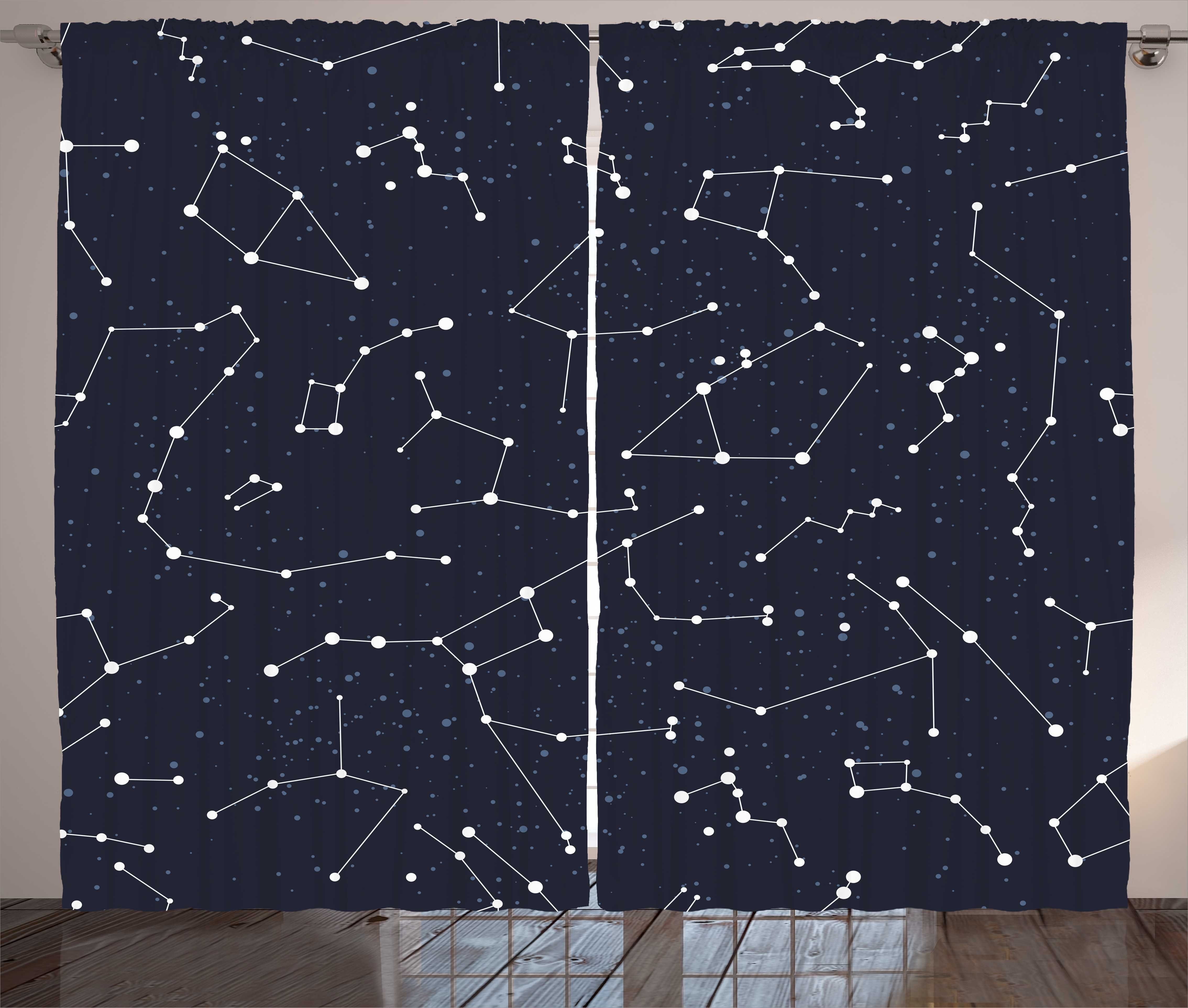 Gardine Schlafzimmer Kräuselband Vorhang mit Schlaufen und Haken, Abakuhaus, Konstellation Cluster of Stars