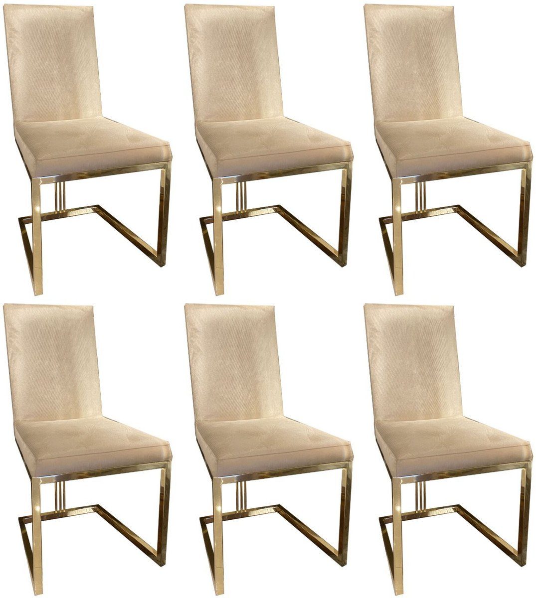 Casa Padrino Esszimmerstuhl Luxus Esszimmer Stuhl Set Grau / Gold 50 x 60 x H. 100 cm - Edles Küchen Stühle 6er Set - Luxus Esszimmer Möbel
