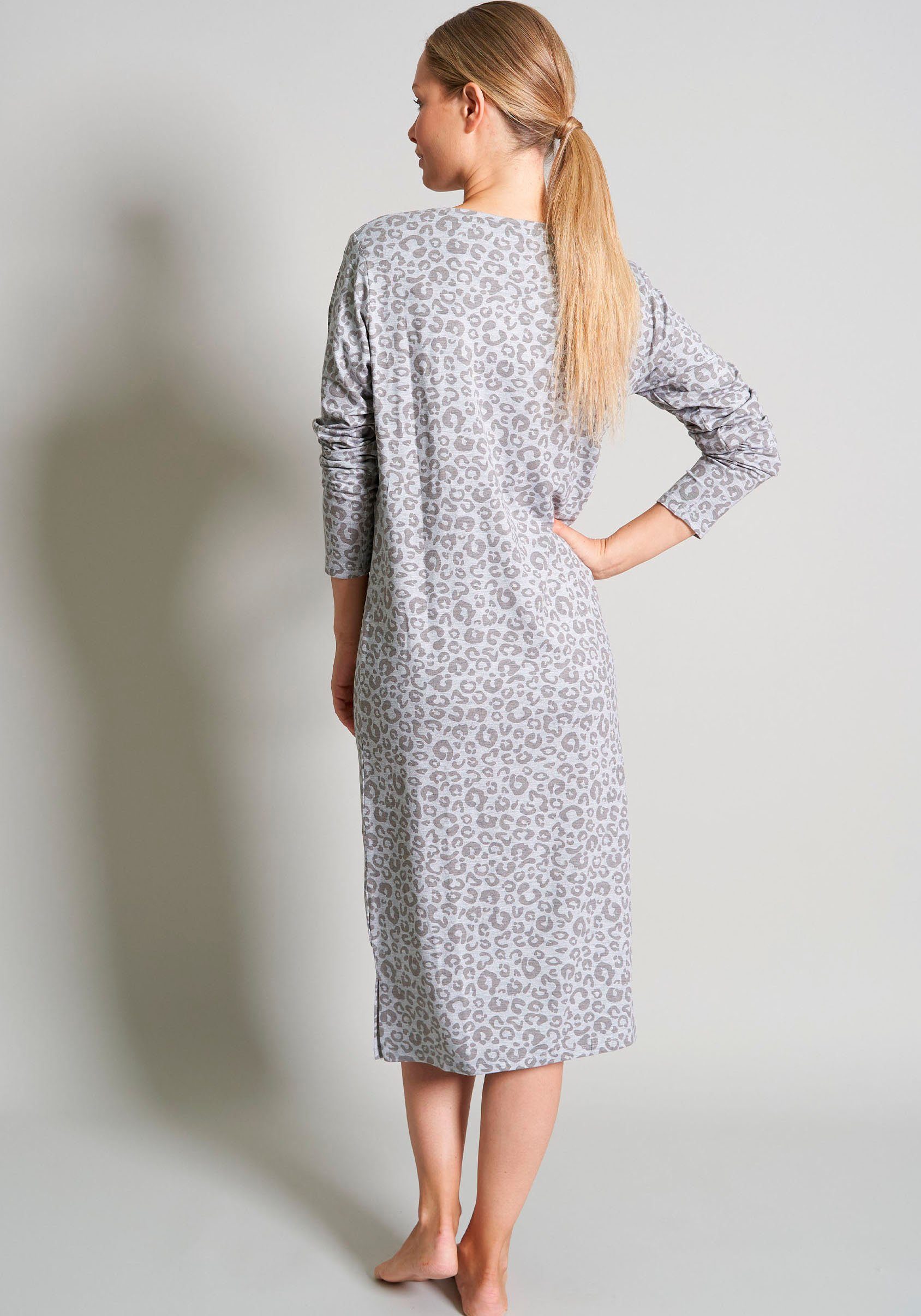 TOM TAILOR Nachthemd Victoria Mit Print, 3/4-Ärmel, Rundhalsausschnitt, feminin, Viskosemix