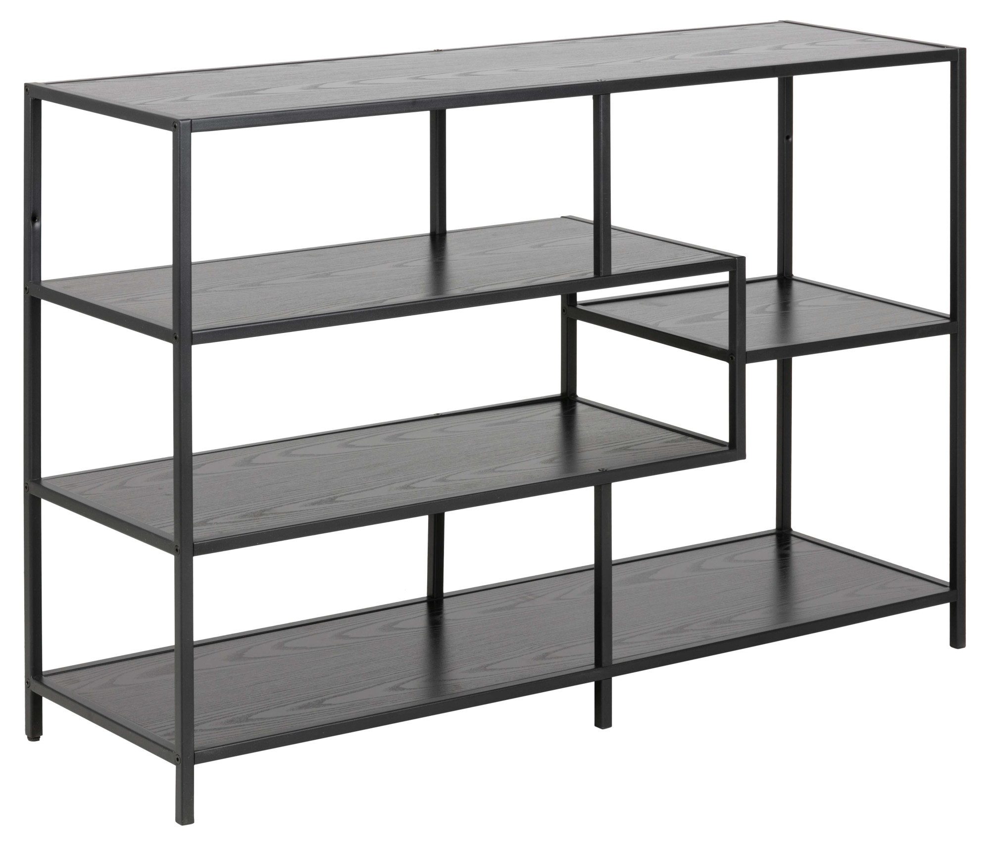 ACTONA GROUP Bücherregal Seaford - Mehrzweckregal & Raumteiler, modern, Metall, Asymmetrisch, stabil & viel Stauraum, zeitloses Design, 6 Regalböden