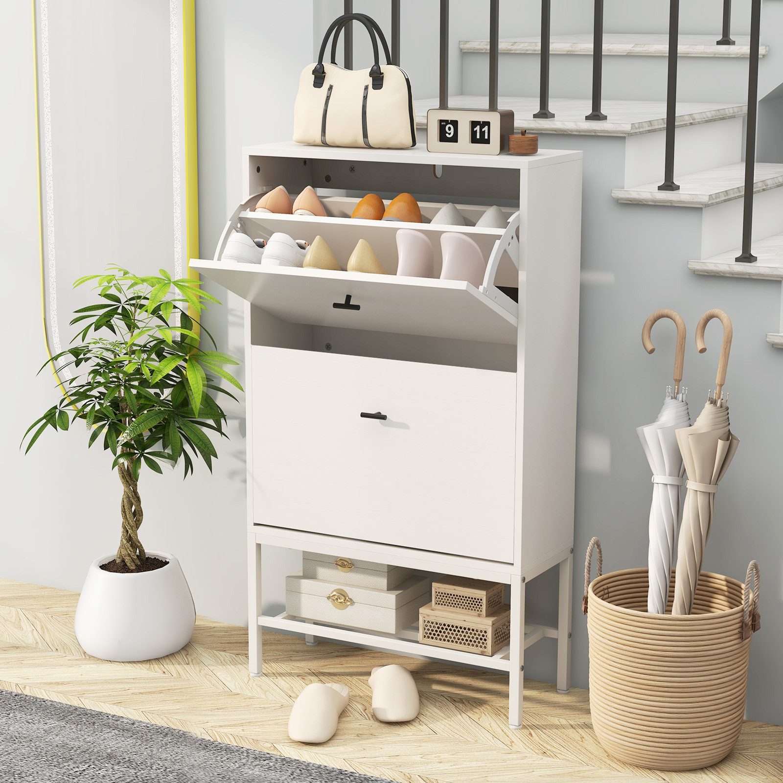 COSTWAY Schuhschrank mit 2 Klappen & günstig online kaufen