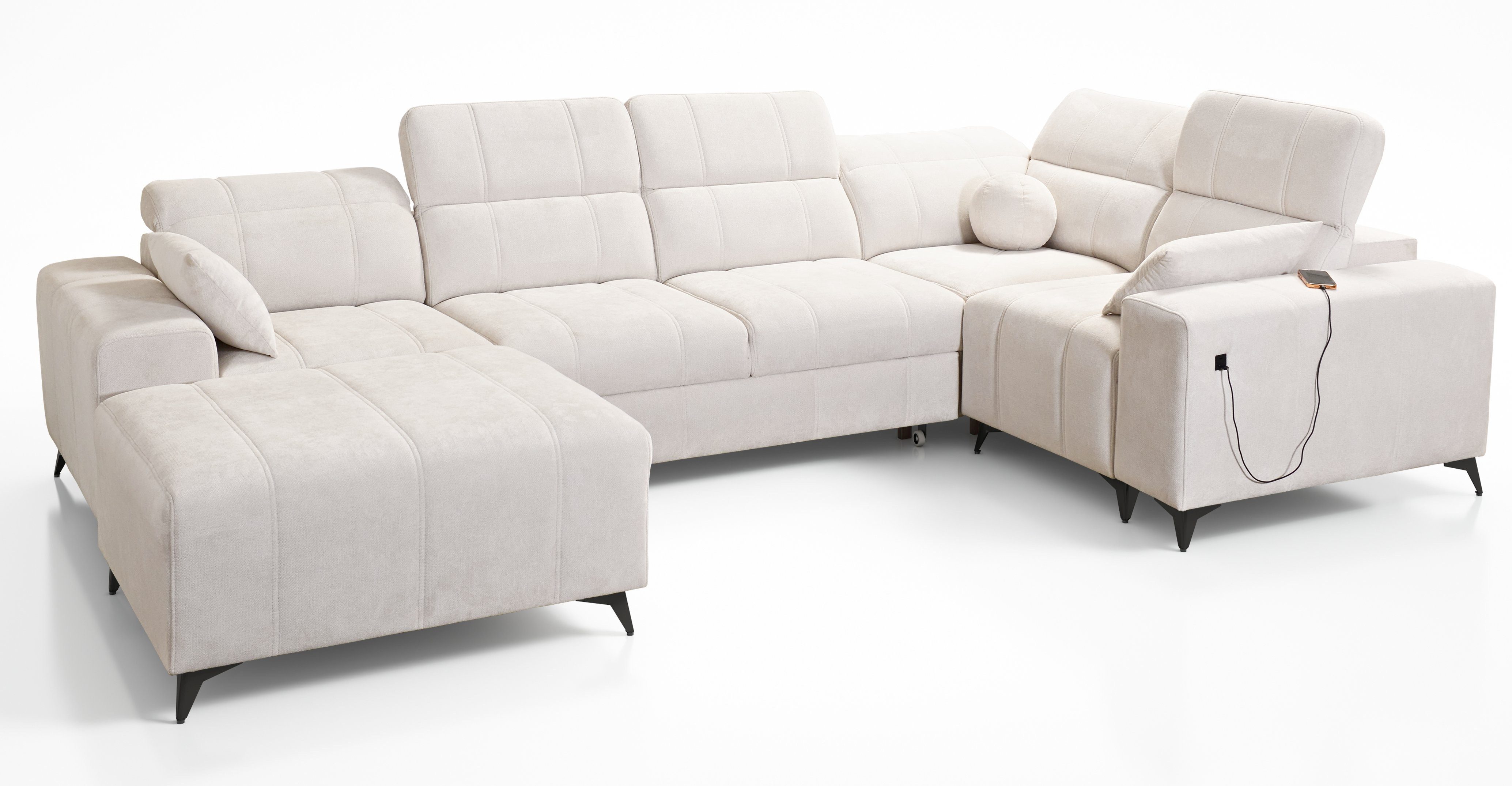 Möbel für Dich Wohnlandschaft in U-Form Dafne 4 mit USB und Bettfunktion, m günstig online kaufen