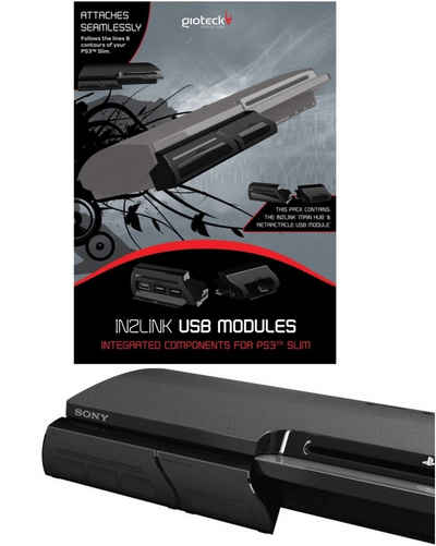 Gioteck IN2LINK 4-Fach USB-Hub Modul USB-Port Adapter USB-Adapter, Ladekabel für Controller, Port-Erweiterung für Sony PS3 Slim Konsole