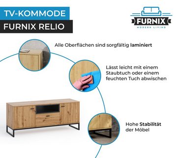 Furnix TV-Board RELIO Lowboard TV-Kommode TV-Schrank mit, 2 Türen, Schublade, Ablage, B135x H55 x T40 cm