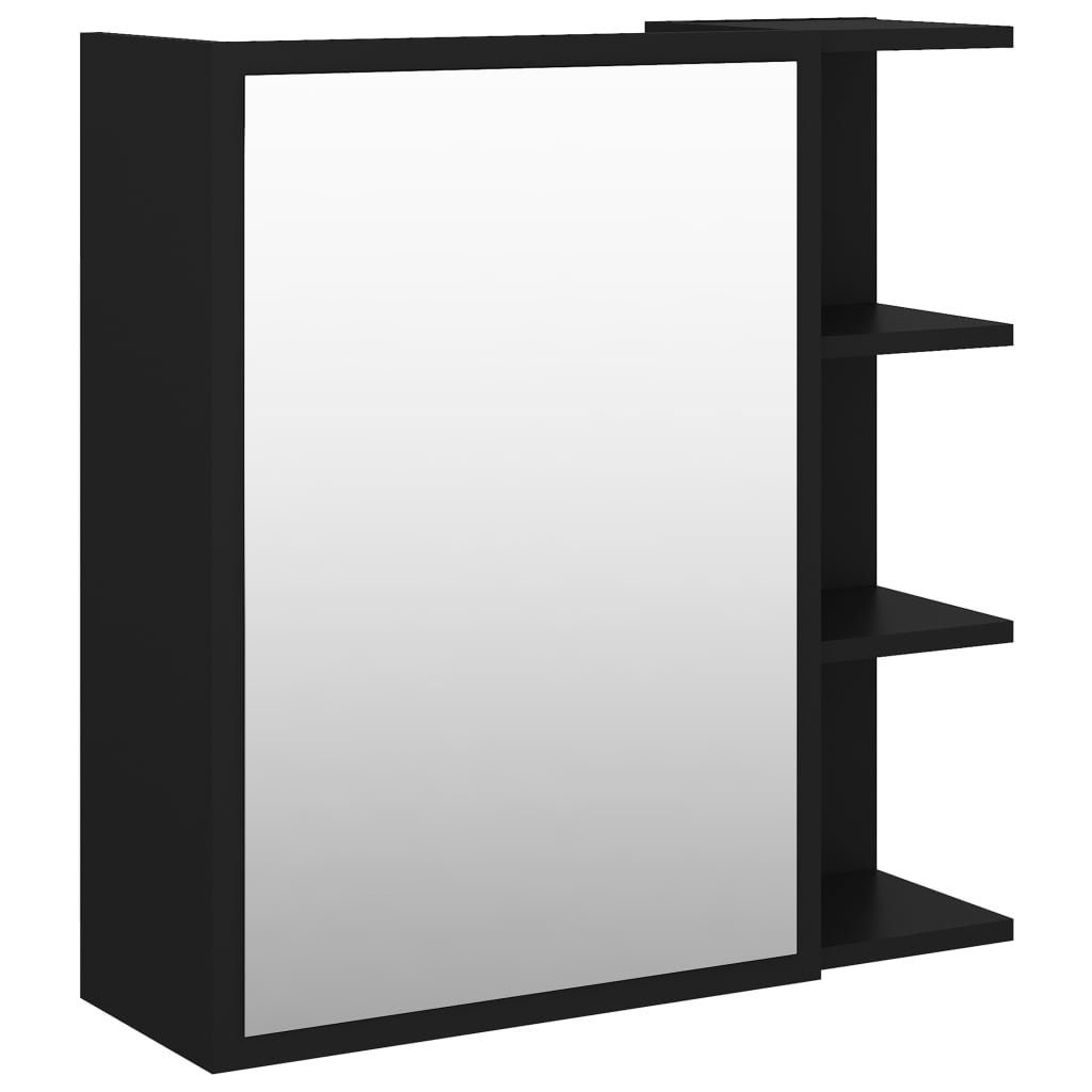 vidaXL Badezimmerspiegelschrank Bad-Spiegelschrank Schwarz 62,5×20,5×64 cm Holzwerkstoff (1-St)