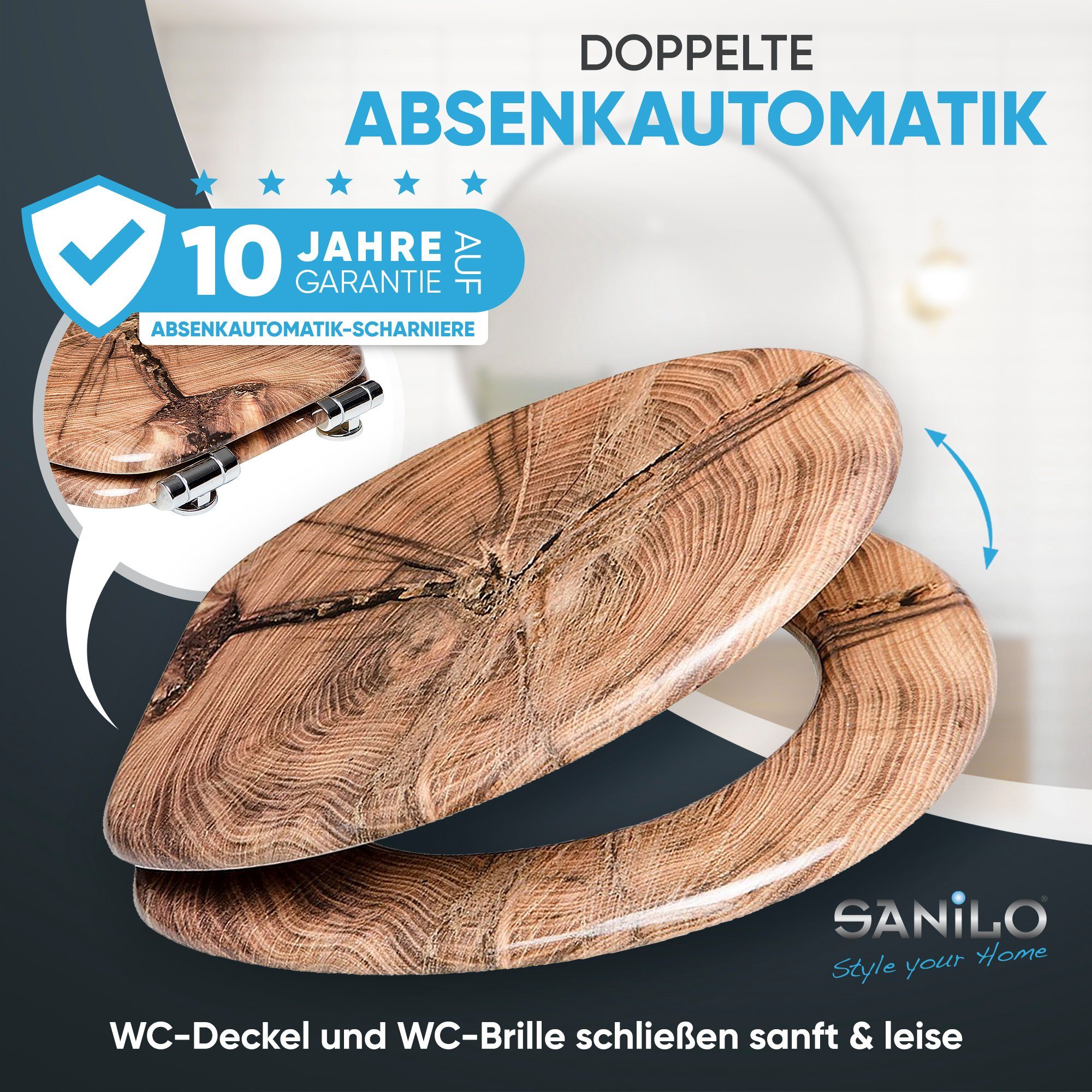 Sanilo WC-Sitz Old Tree, mit Absenkautomatik, hochwertig & modern, universell, leichte Montage