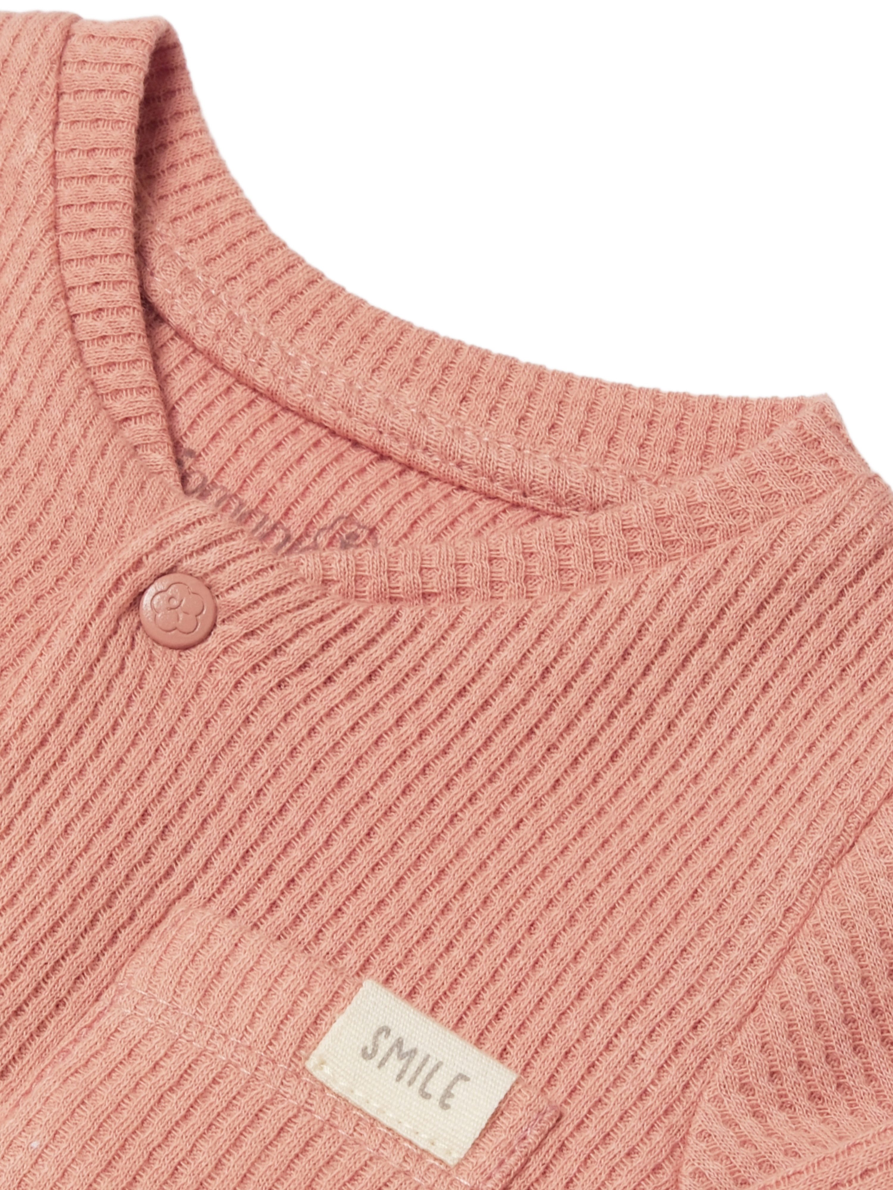 biorganic Strampler Baby Waffle Smile mit Fuß für Jungen und Mädchen Unisex Langarm (1-tlg) geknöpft, 100% Bio-Baumwolle, Waffelstruktur